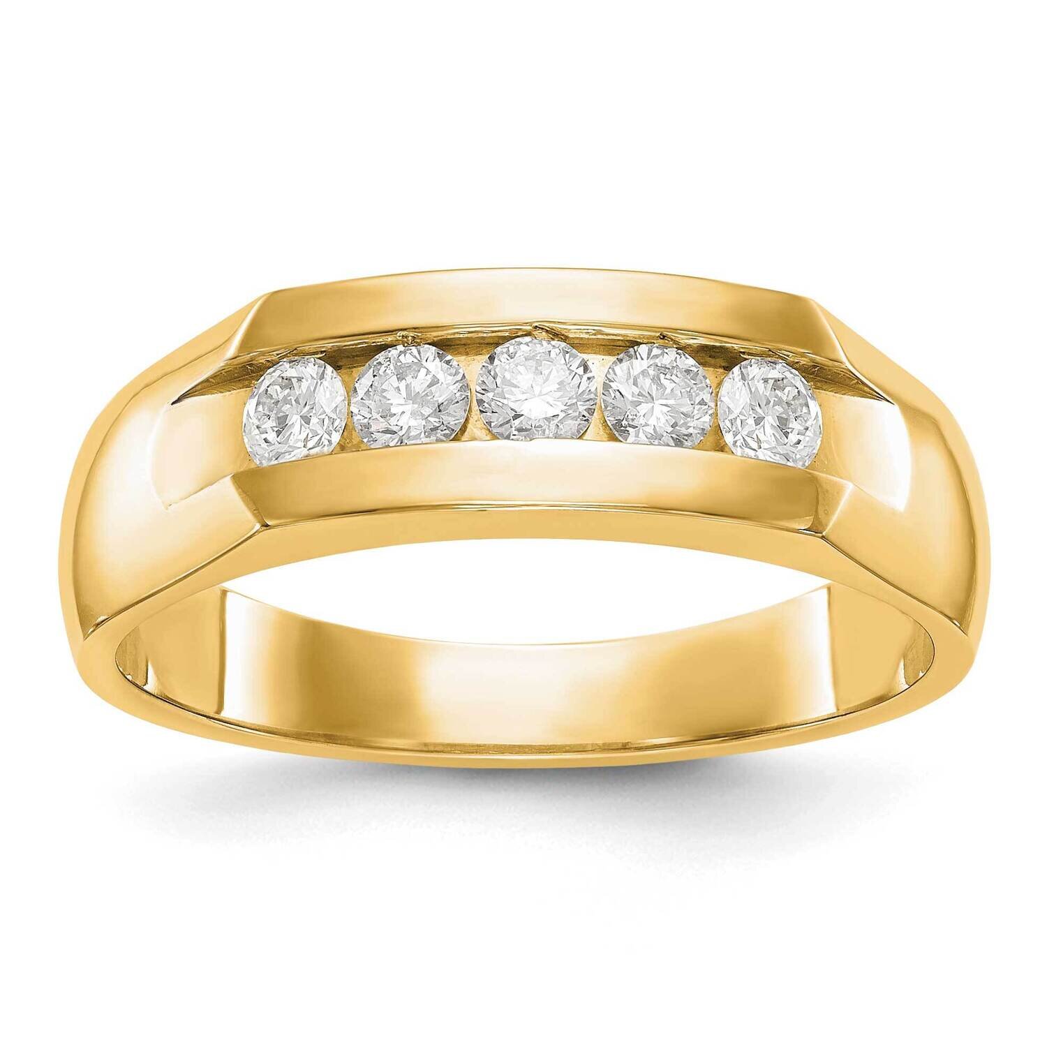 Diamond Vs/Si, D E F, 5-Stone Men's Channel Band 14k Yellow Gold True Origin Lab Grown RM3461B-04750-YLD
