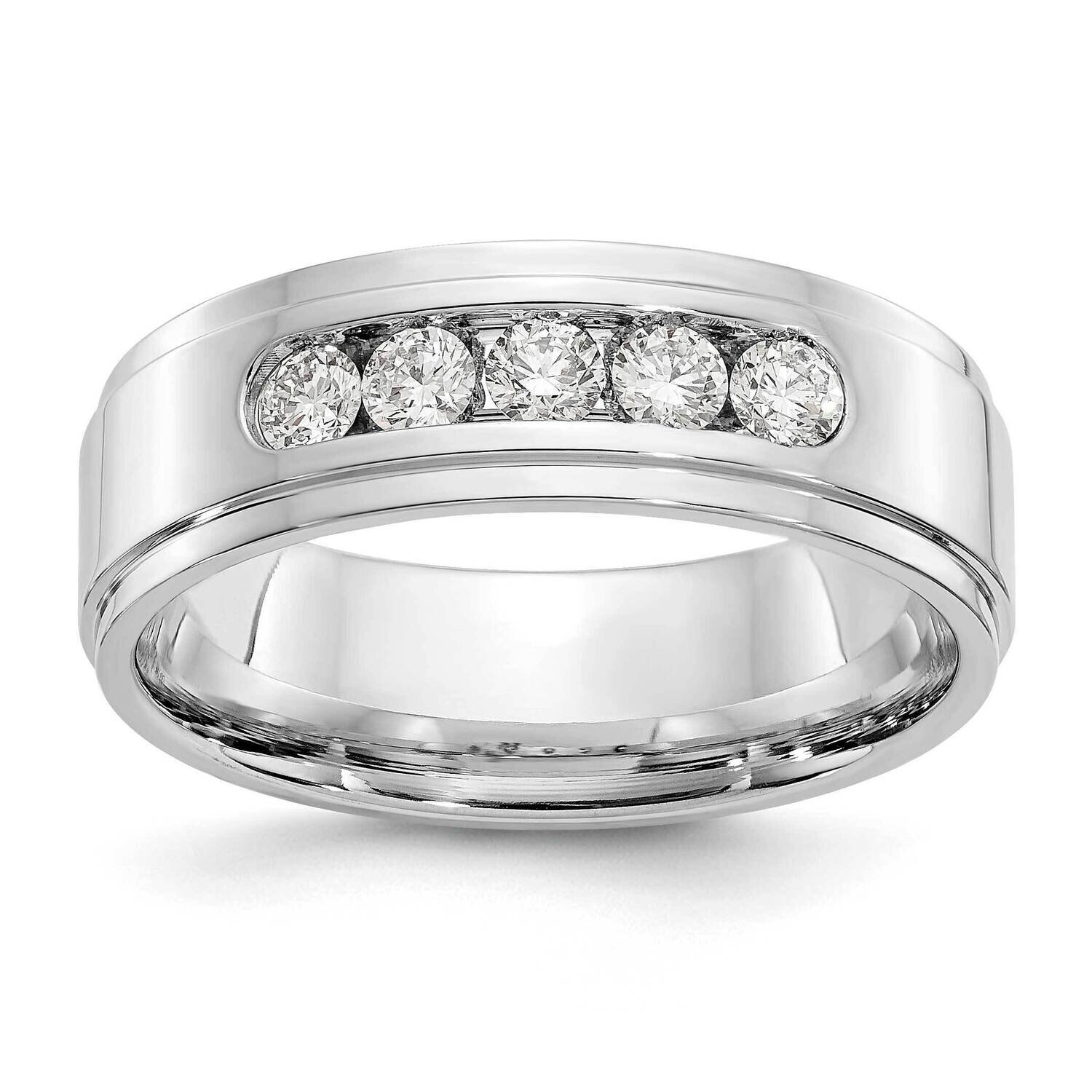 Vs/Si, D E F, Diamond Polished Step Edge Band 14k White Gold True Origin Lab Grown RM3532B-050-10.5…