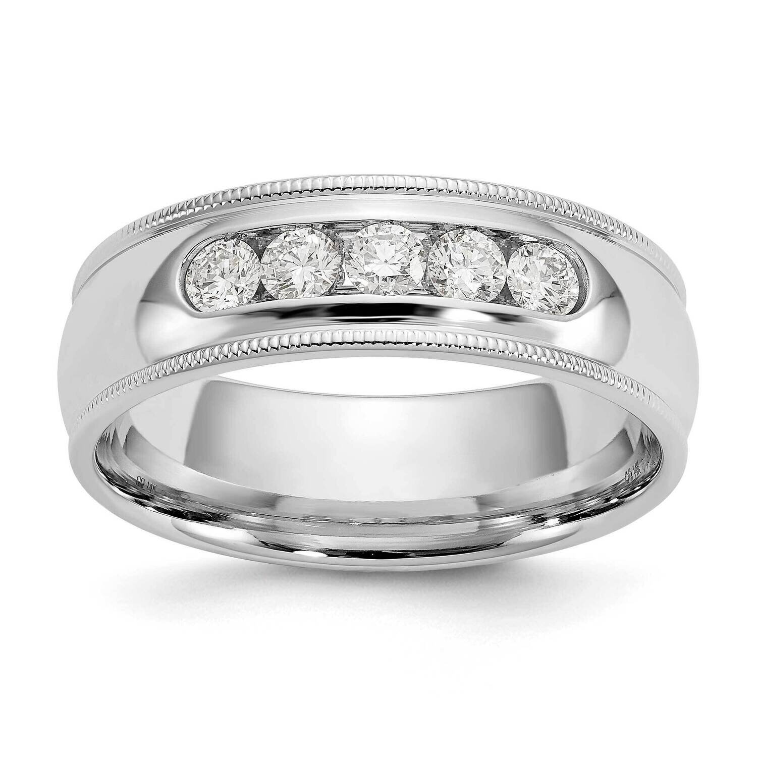 Vs/Si, D E F, Diamond Polished Milgrain Band 14k White Gold True Origin Lab Grown RM3534B-050-10.5W…