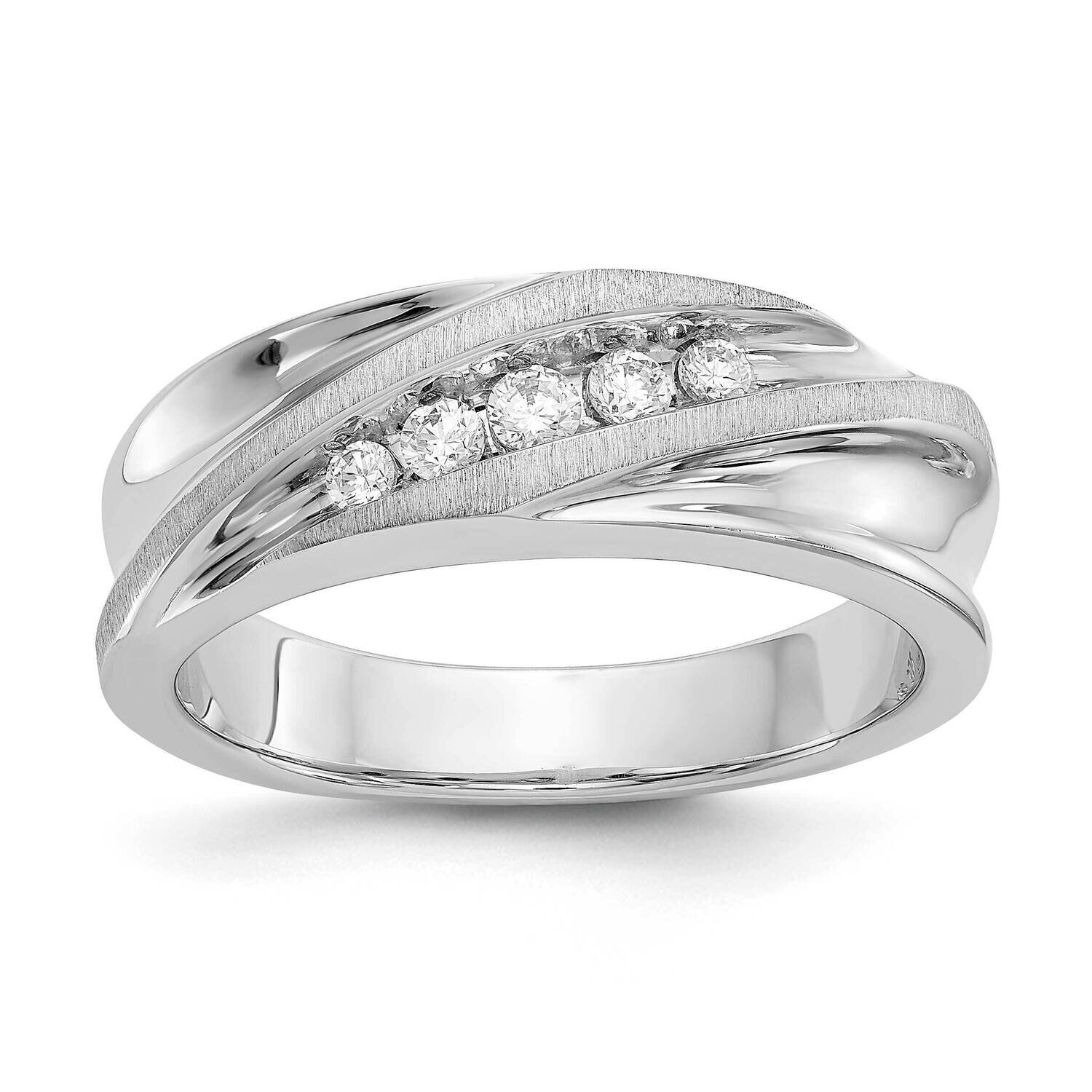 Diamond Vs/Si, D E F, Brushed/Polished Men&#39;s Band 14k White Gold True Origin Lab Grown RM3537-025-W…