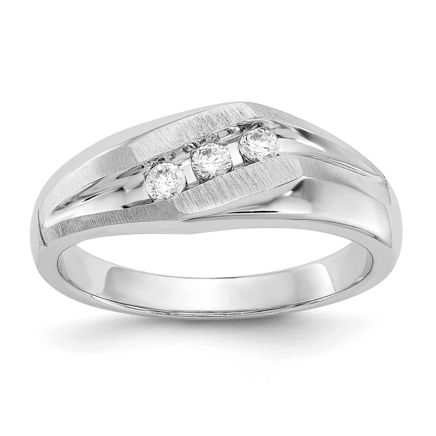 Diamond Vs/Si, D E F, Brushed/Polished Men&#39;s Band 14k White Gold True Origin Lab Grown RM3539-021-W…