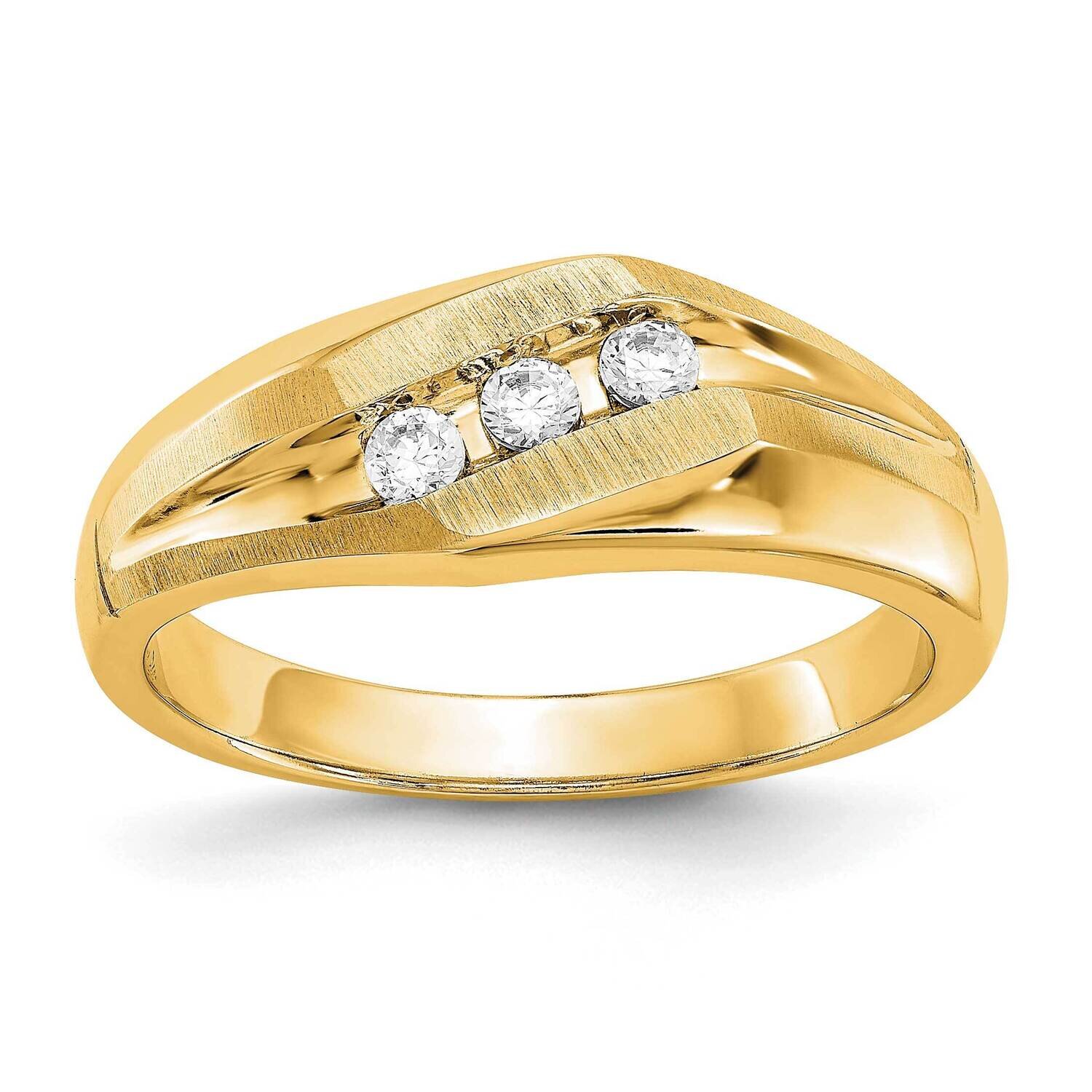 Diamond Vs/Si, D E F, Brushed/Polished Men&#39;s Band 14k Yellow Gold True Origin Lab Grown RM3539-021-…