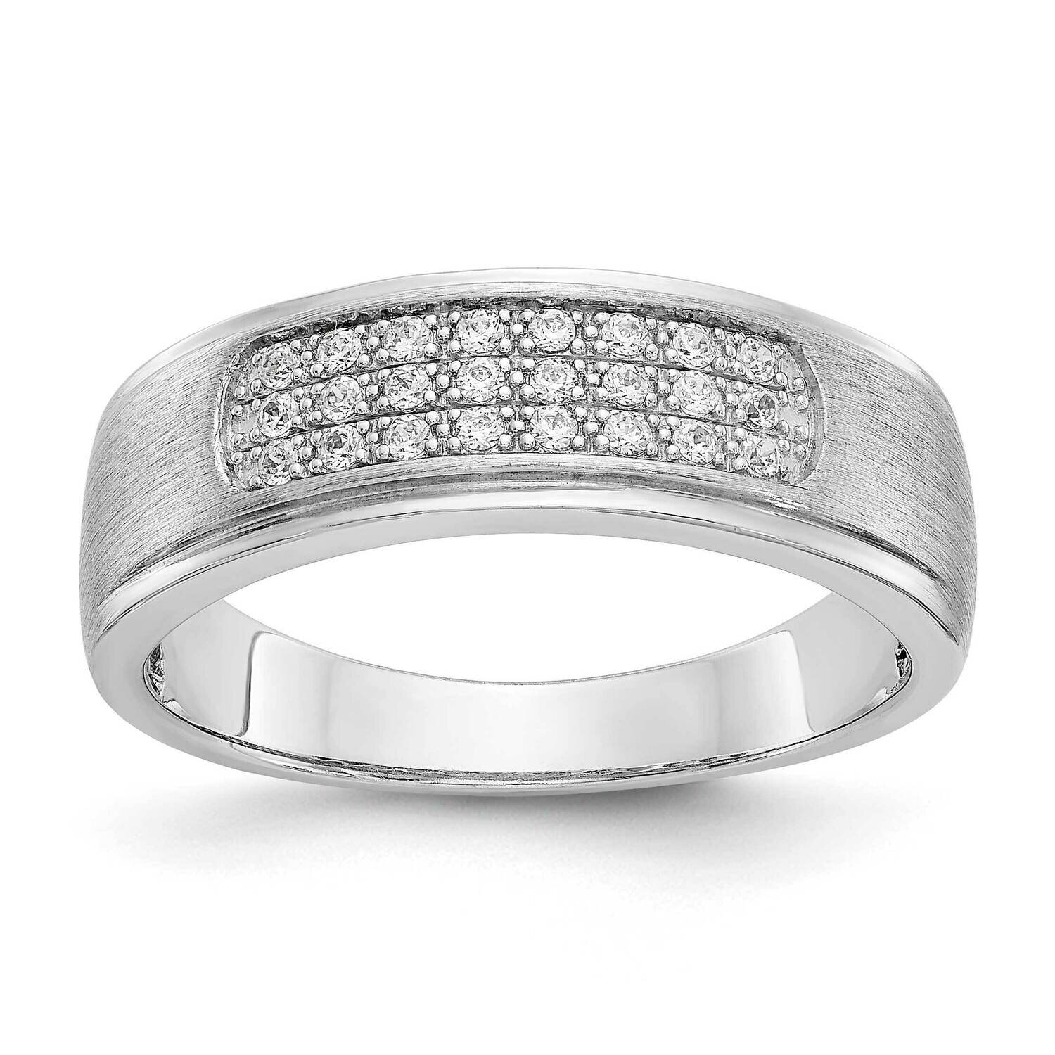 Diamond Vs/Si, D E F, Brushed/Polished Men&#39;s Band 14k White Gold True Origin Lab Grown RM3541-024-W…