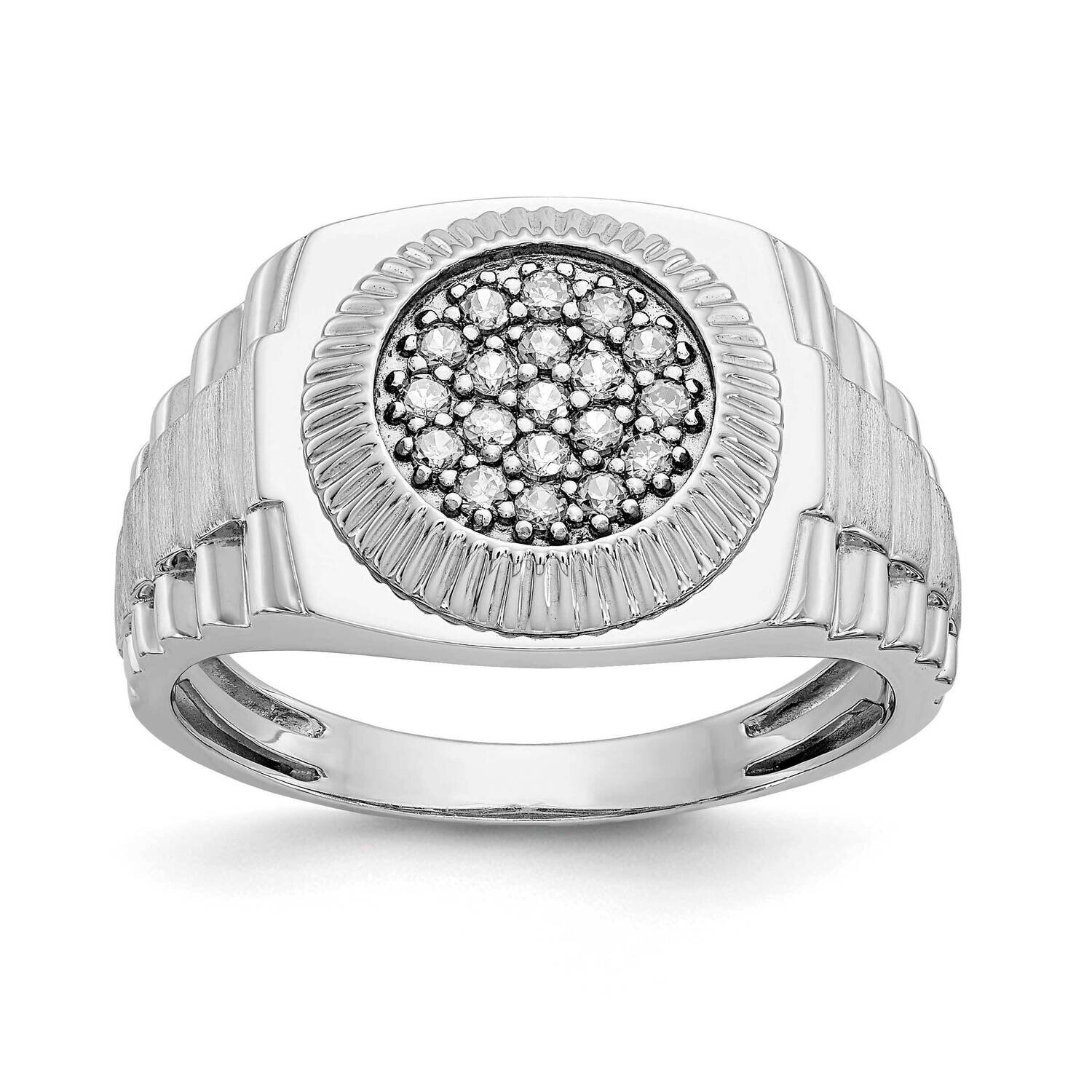 Diamond Vs/Si, D E F, Brushed/Polished Men&#39;s Band 14k White Gold True Origin Lab Grown RM3553-020-W…