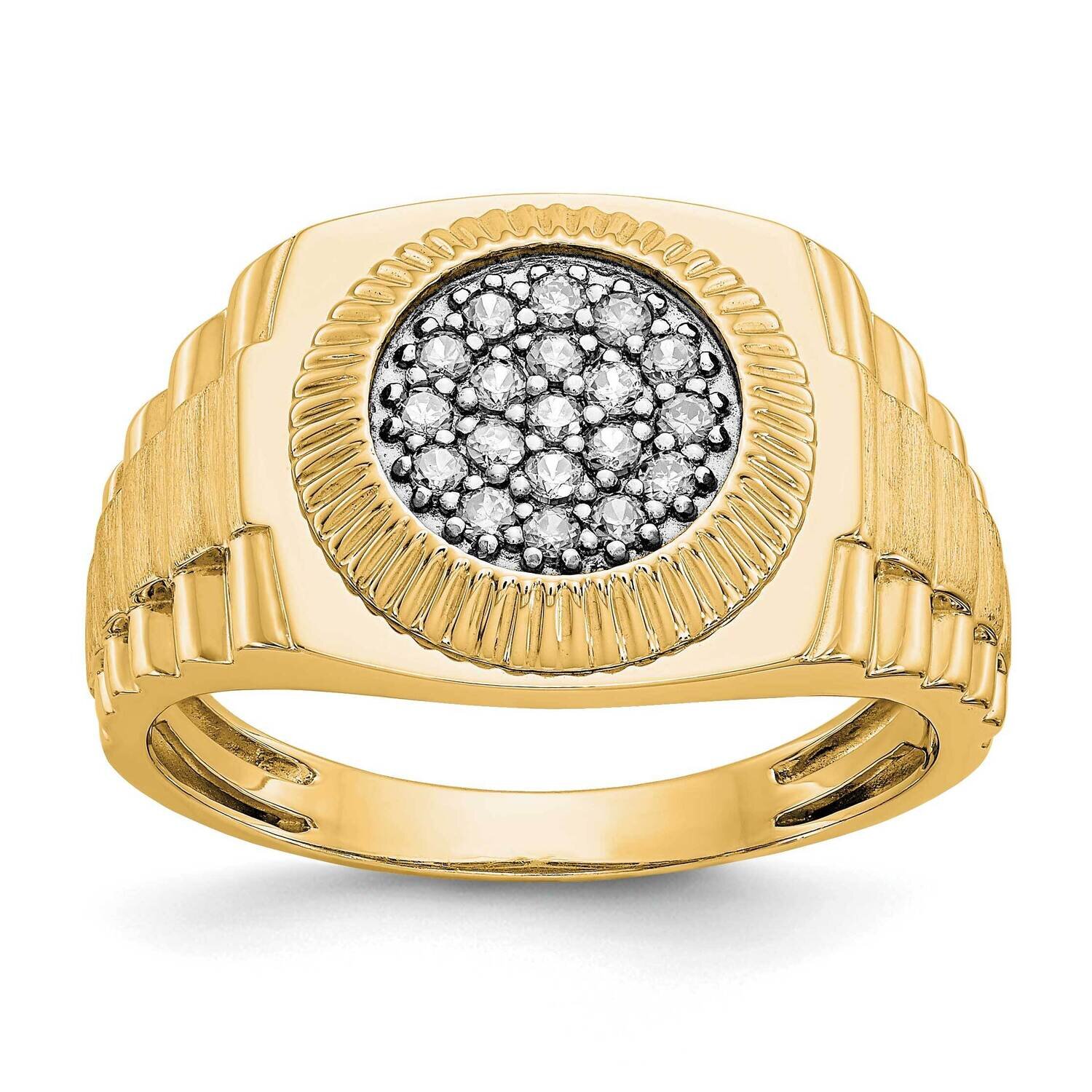 Diamond Vs/Si, D E F, Brushed/Polished Men&#39;s Band 14k Yellow Gold True Origin Lab Grown RM3553-020-…