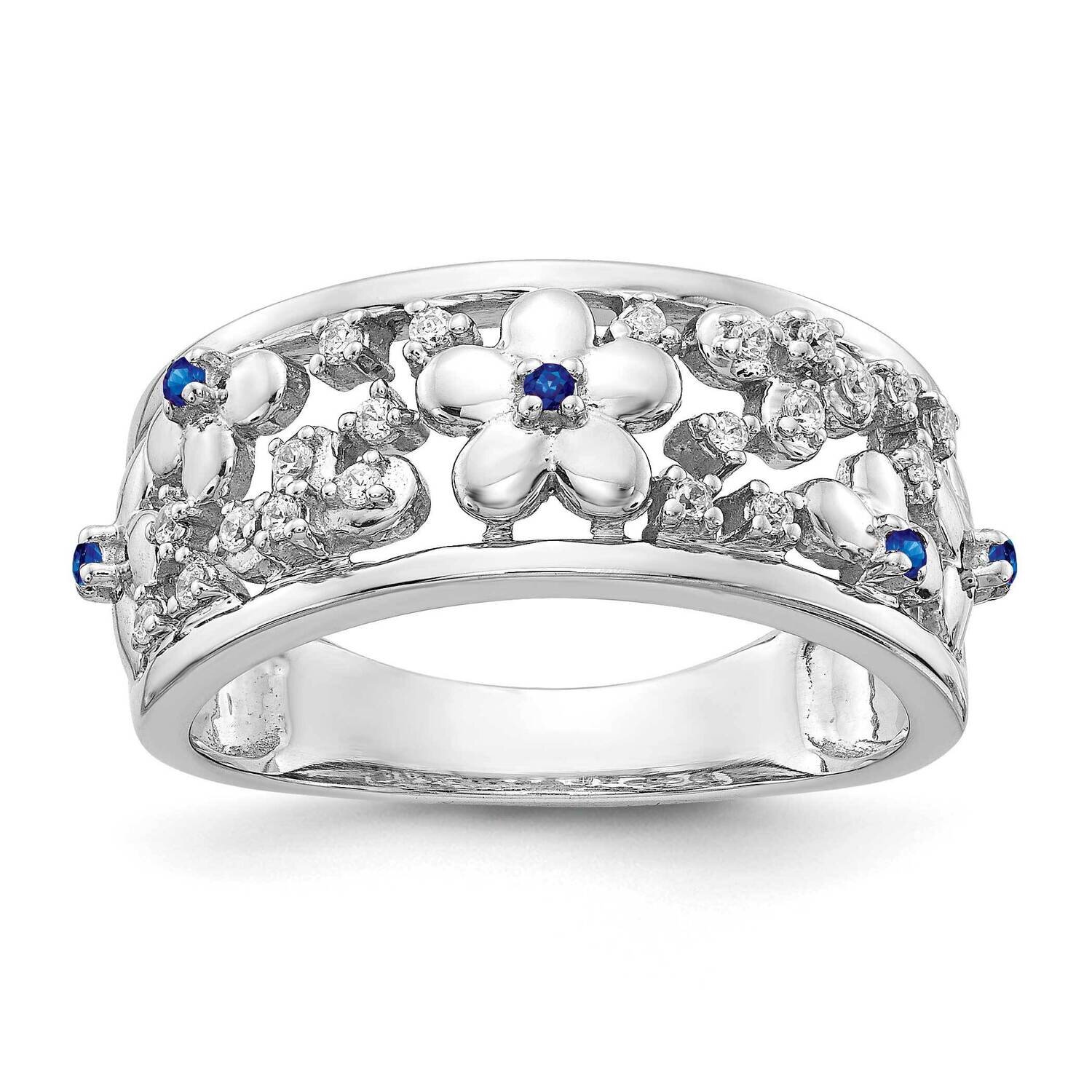 Sapphire Flower Ring 14k White Gold Diamond RM3983-SA-012-WA