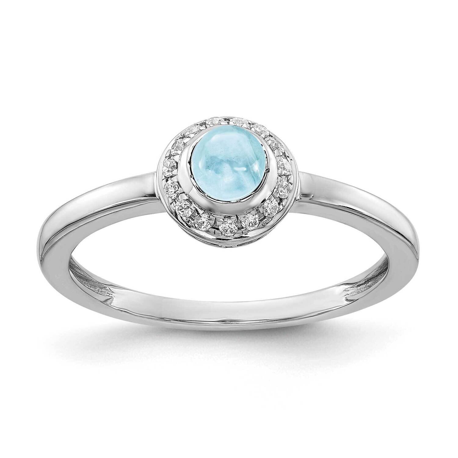 Cabochon Aquamarine Ring 14k White Gold Diamond RM4030-AQ-025-WA, MPN: RM4030-AQ-025-WA, 8839575500…