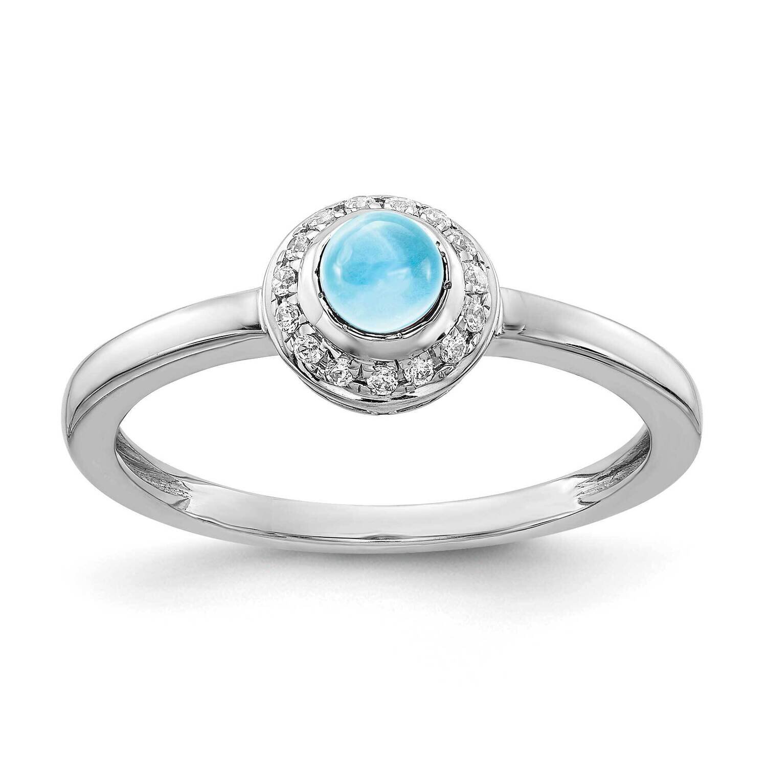 Cabochon Blue Topaz Ring 14k White Gold Diamond RM4030-BT-025-WA