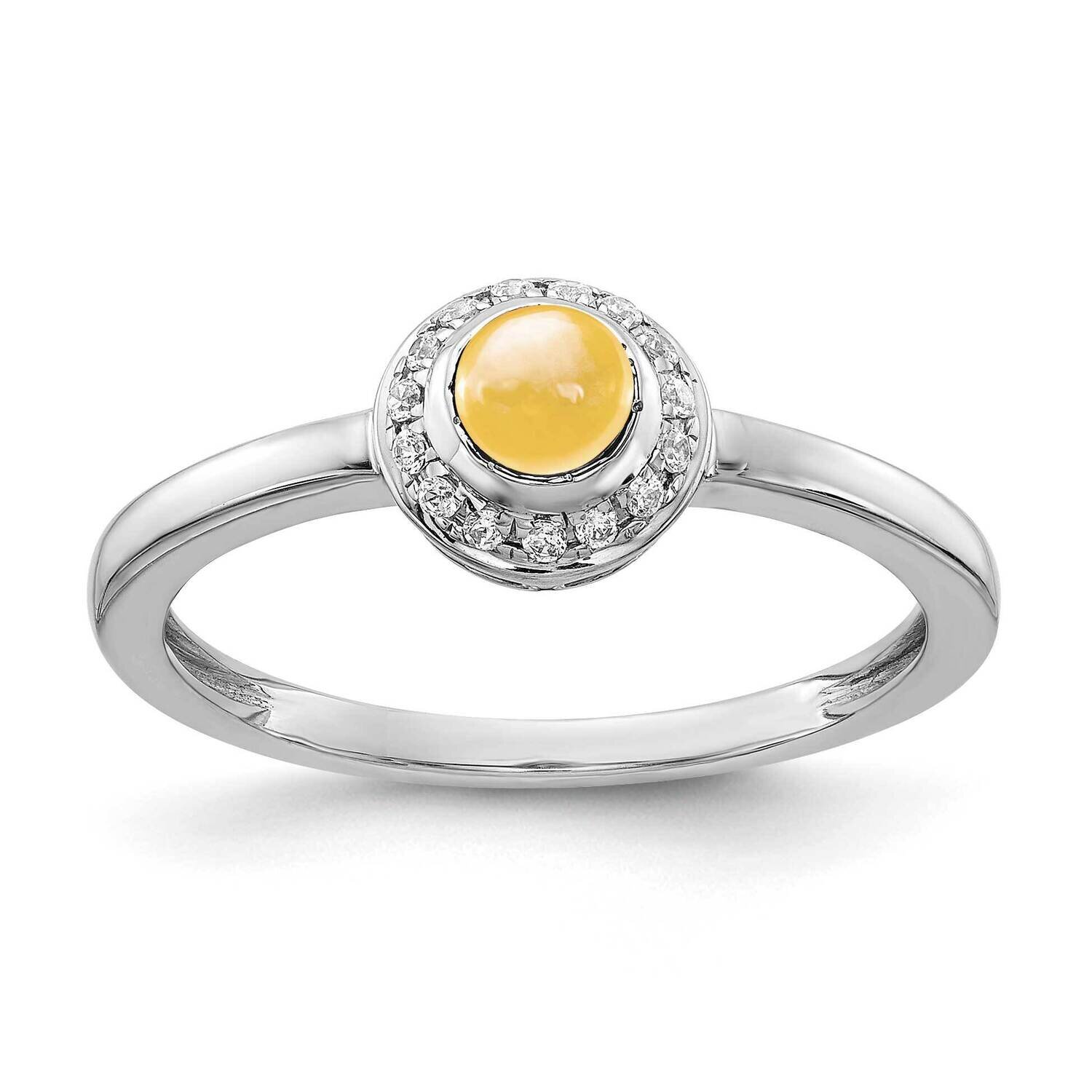 Cabochon Citrine Ring 14k White Gold Diamond RM4030-CI-025-WA, MPN: RM4030-CI-025-WA, 883957550183