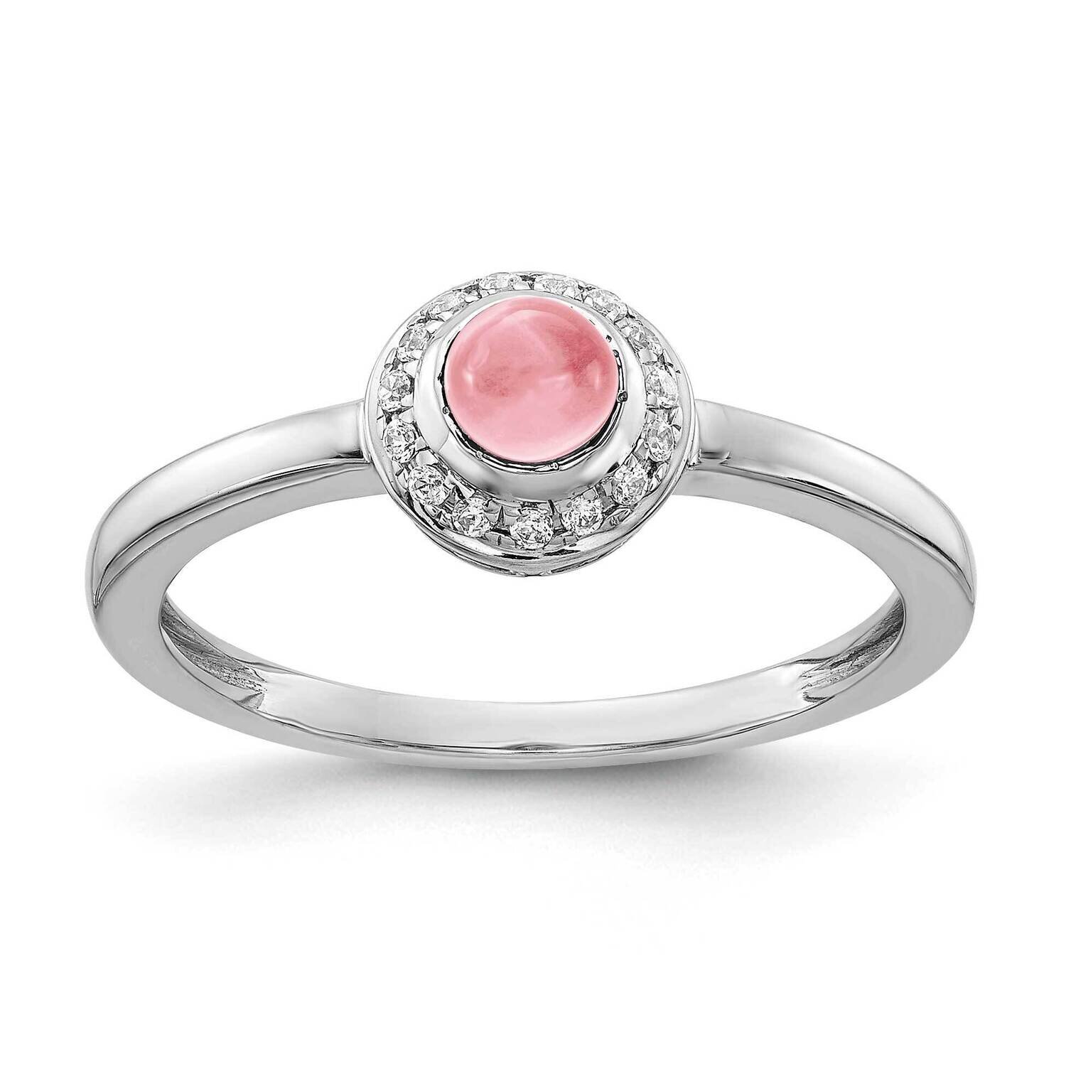 Cabochon Pink Tourmaline Ring 14k White Gold Diamond RM4030-PT-025-WA