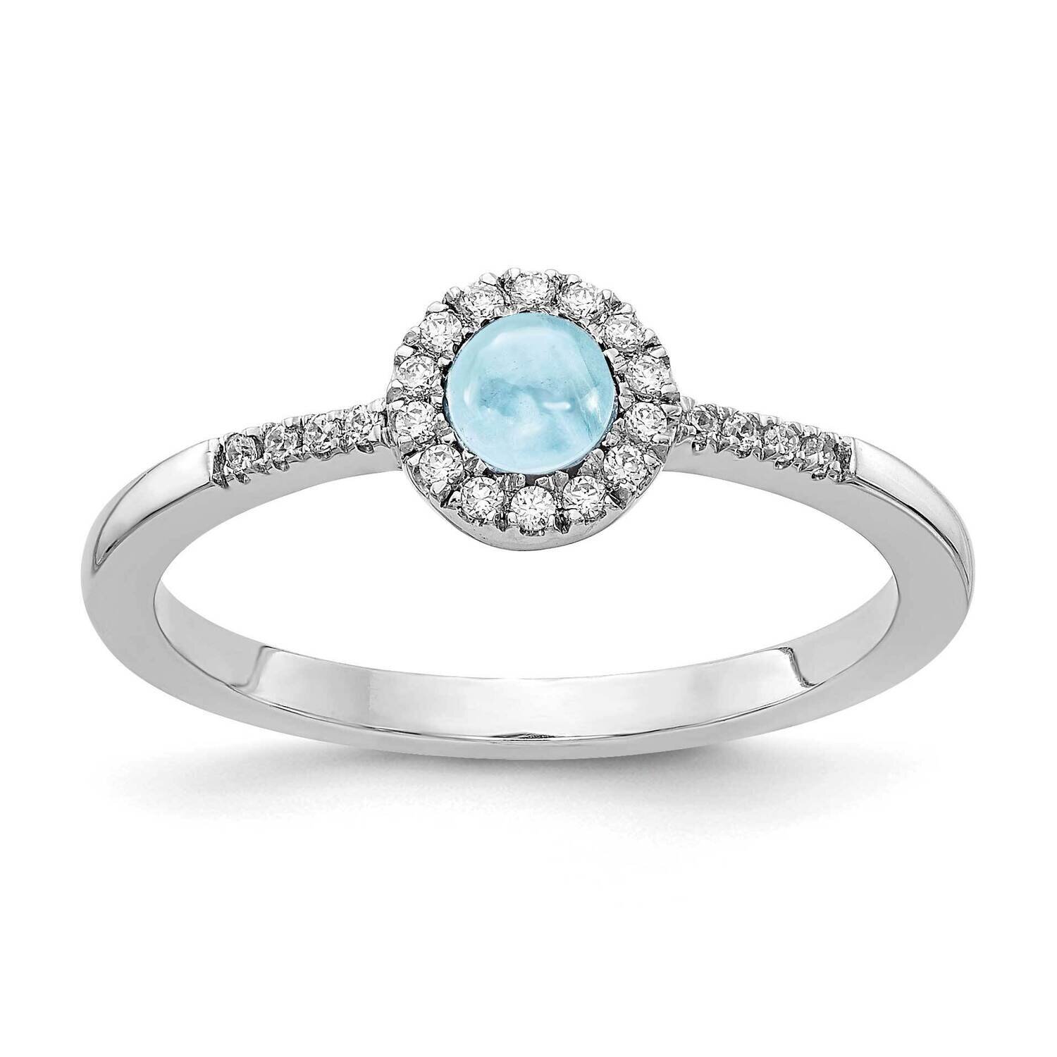 Cabochon Aquamarine Ring 14k White Gold Diamond RM4031-AQ-025-WA, MPN: RM4031-AQ-025-WA, 8839573113…