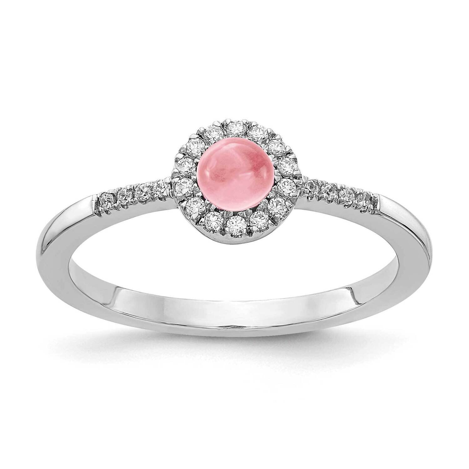 Cabochon Pink Tourmaline Ring 14k White Gold Diamond RM4031-PT-025-WA