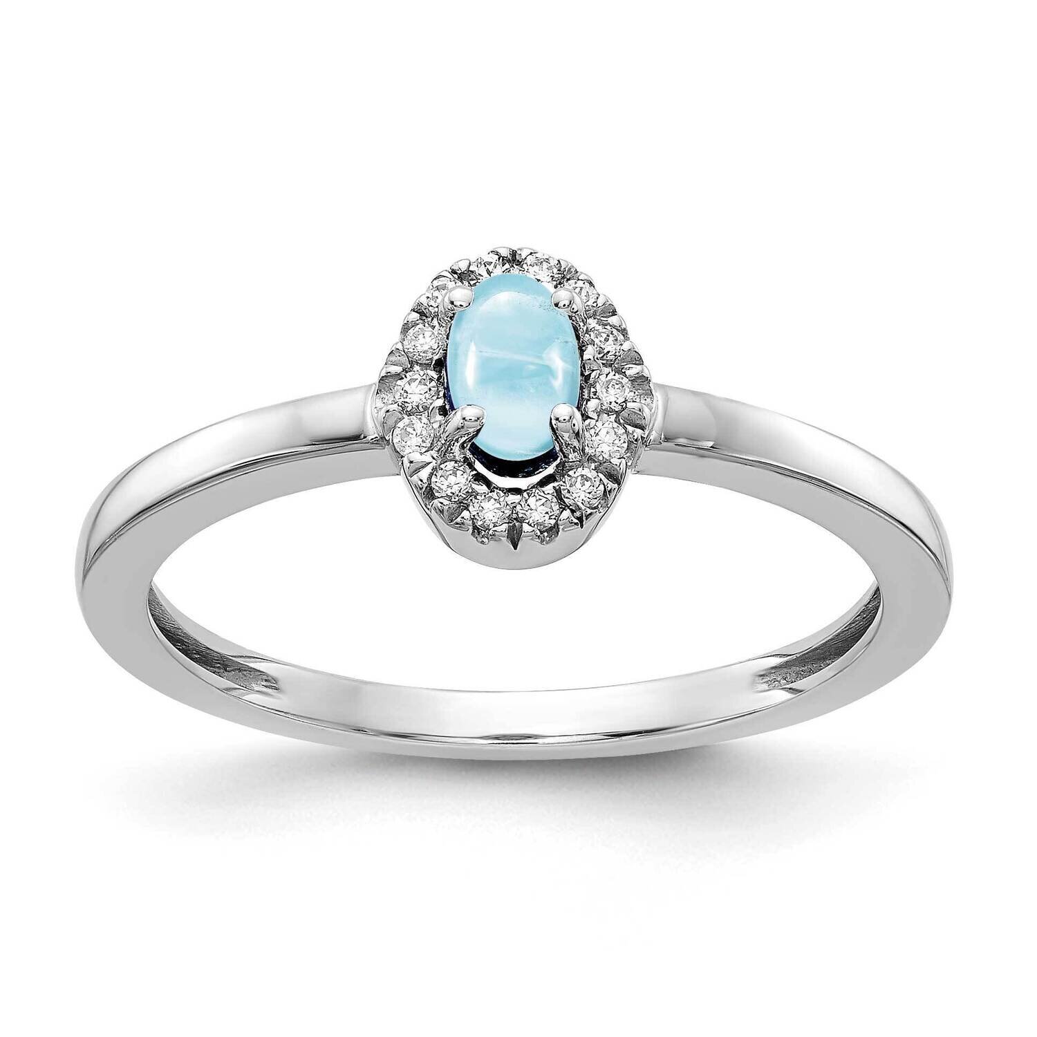 Cabochon Aquamarine Ring 14k White Gold Diamond RM4035-AQ-025-WA, MPN: RM4035-AQ-025-WA, 8839575514…