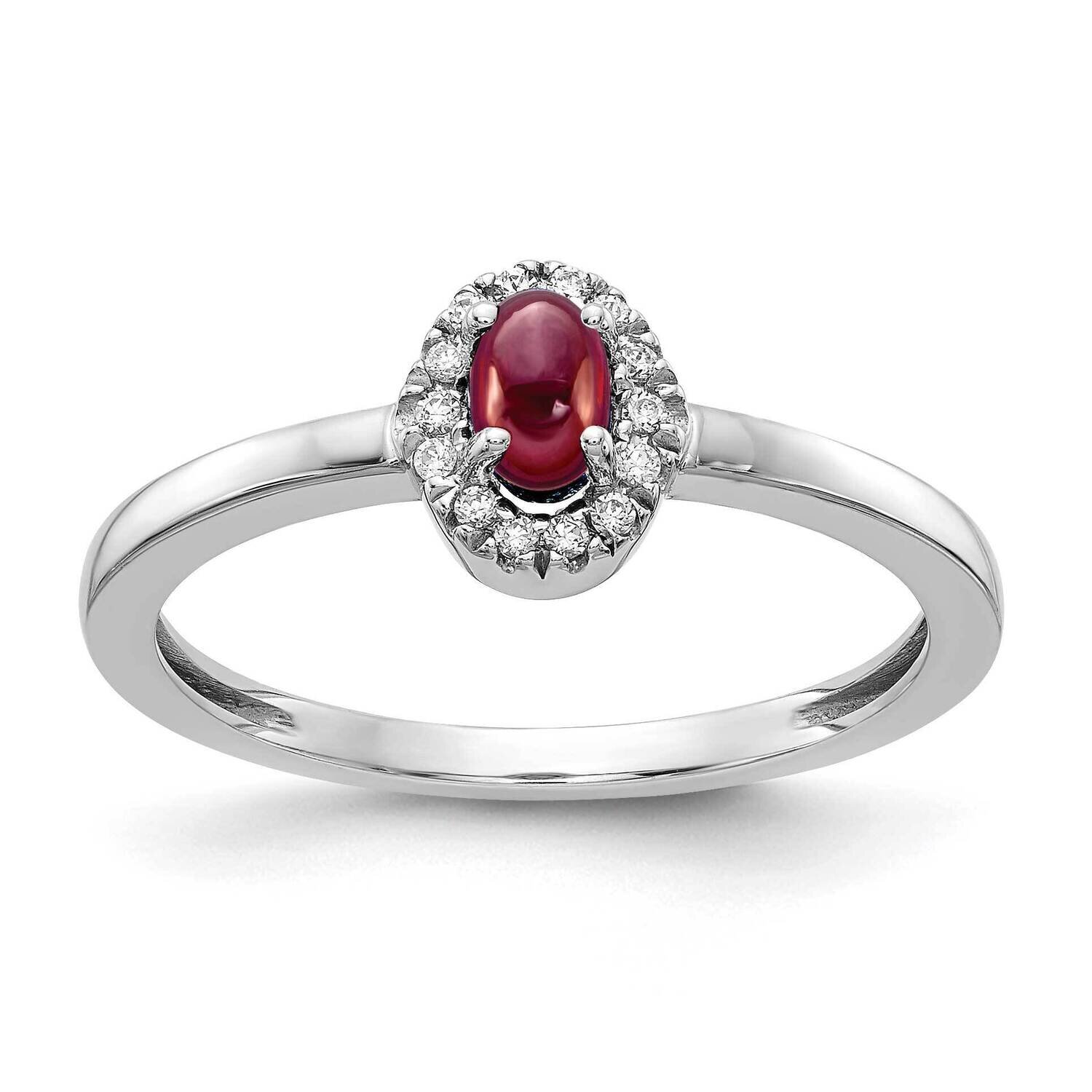 Cabochon Garnet Ring 14k White Gold Diamond RM4035-GA-025-WA, MPN: RM4035-GA-025-WA, 883957551647