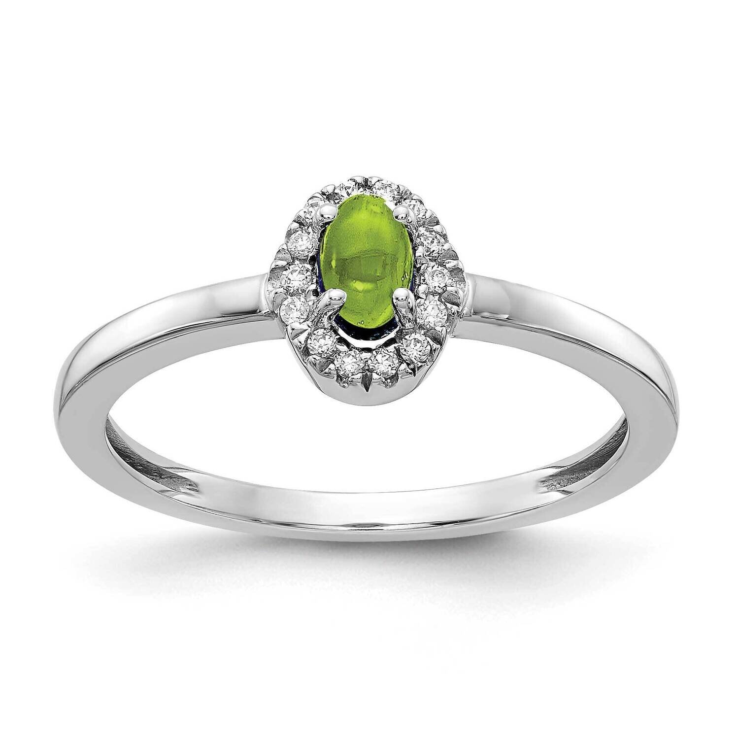 Cabochon Peridot Ring 14k White Gold Diamond RM4035-PE-025-WA, MPN: RM4035-PE-025-WA, 883957551784