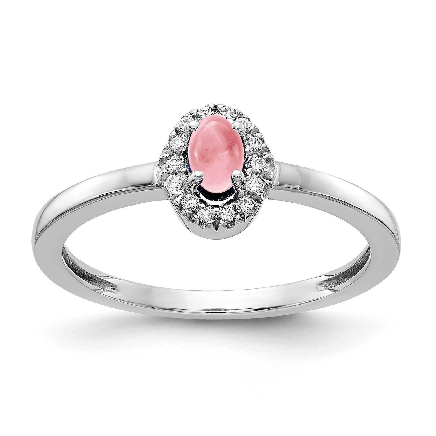 Cabochon Pink Tourmaline Ring 14k White Gold Diamond RM4035-PT-025-WA