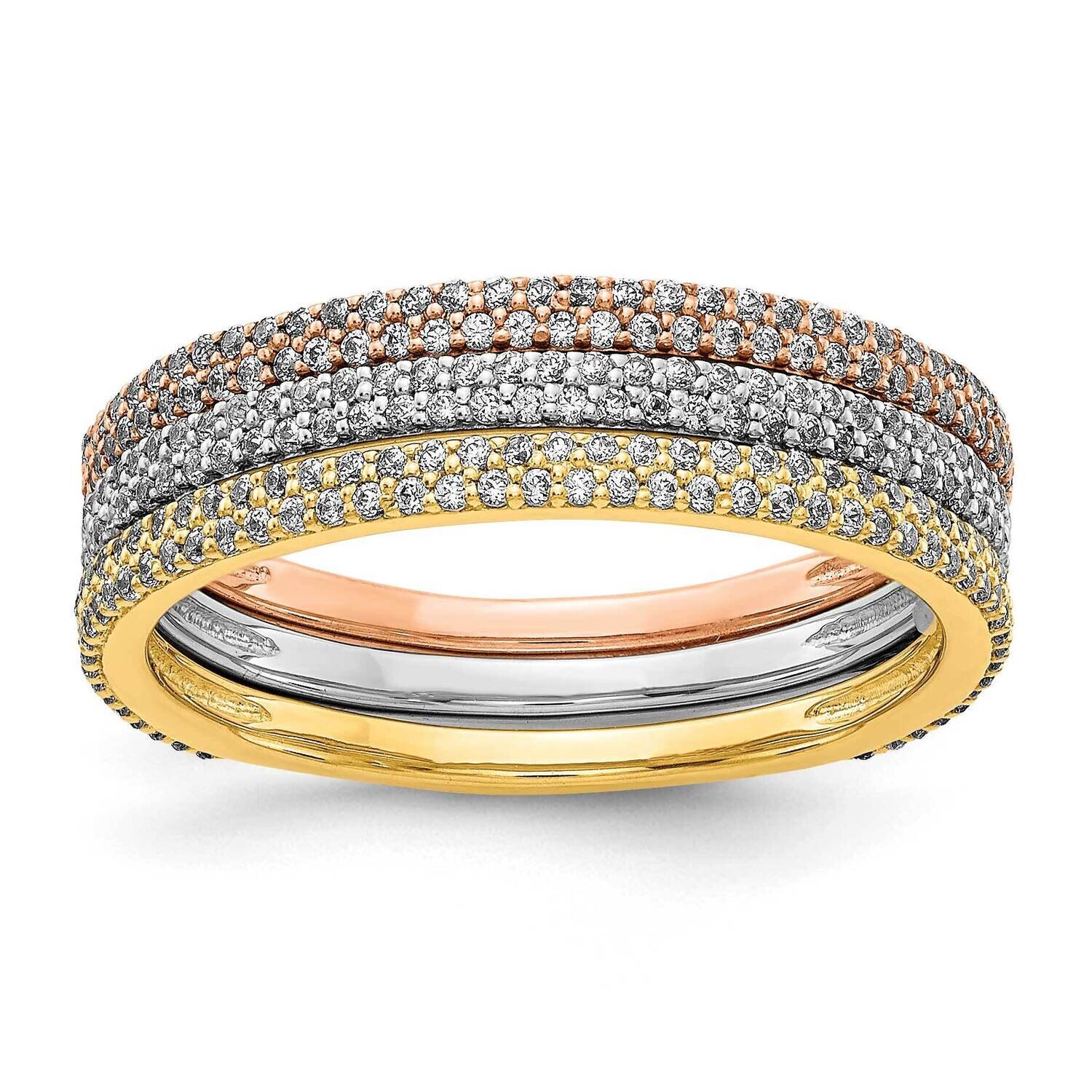Diamond Trio Stackable Rings 14k Tri-color Gold RM5633-062-YWRA, MPN: RM5633-062-YWRA, 883957566290