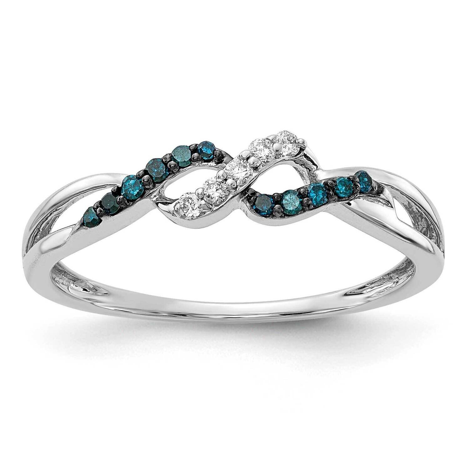 Blue and White Diamond Ring 14k White Gold RM5679-BD-010-WA