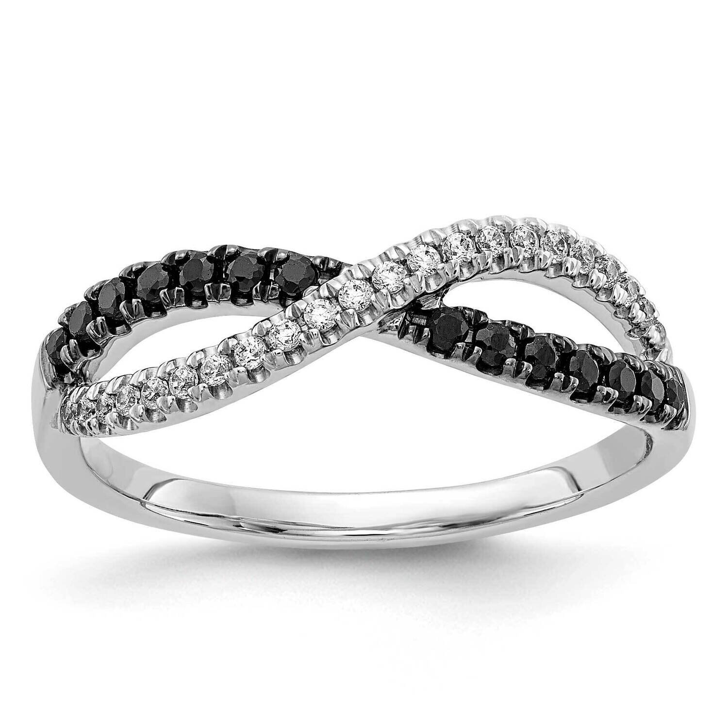 Black & White Diamond Twisted Ring 14k White Gold RM5687-BK-025-WA