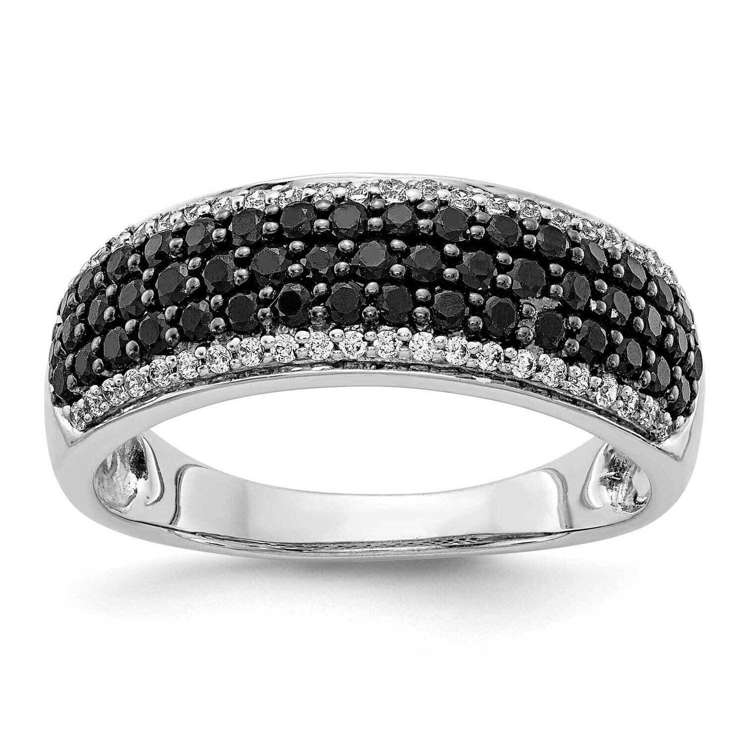 White and Black Diamond Band Ring 14k White Gold RM5693-BK-088-WA