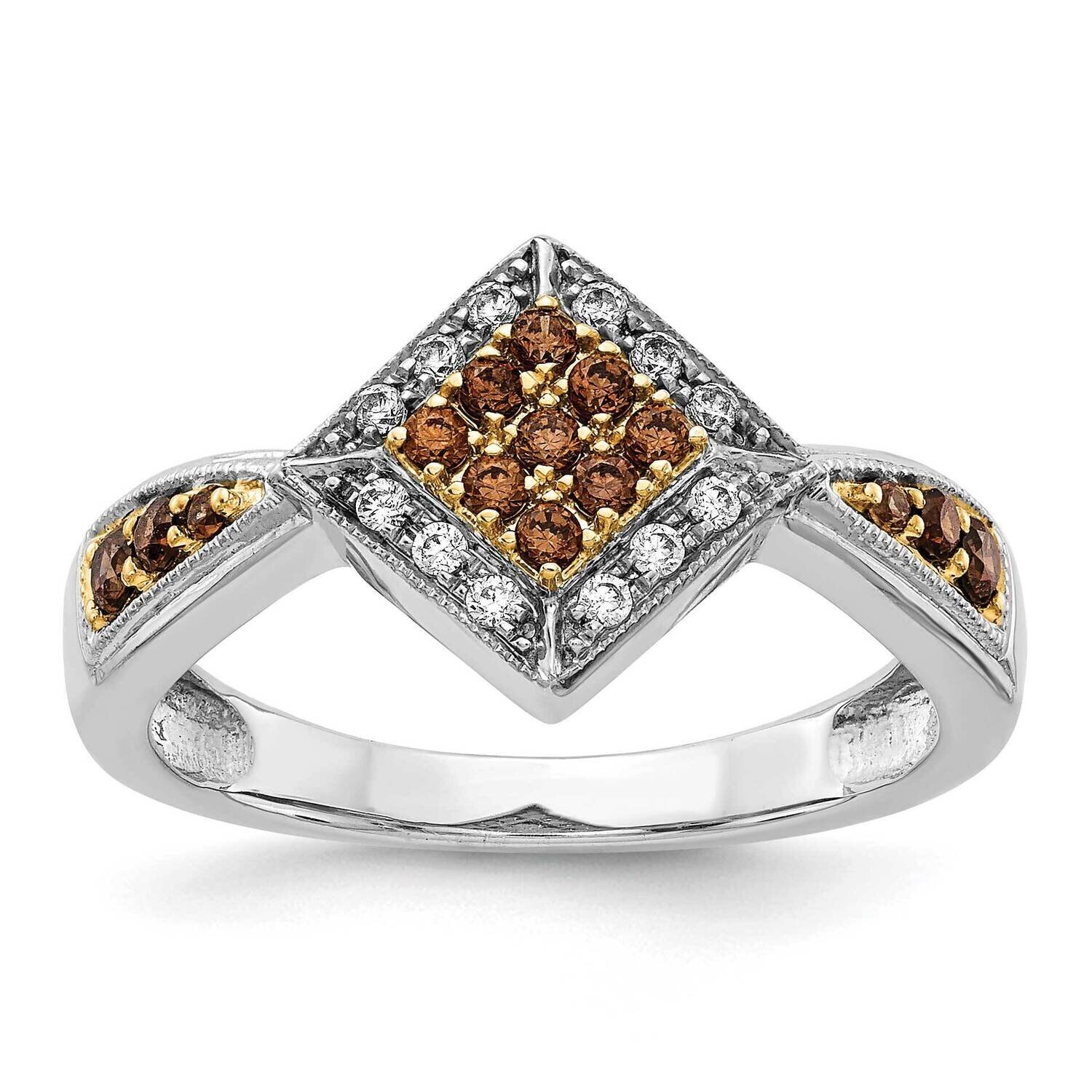 Yellow Rhodium White &amp; Champagne Diamond Ring 14k White Gold RM5699-CH-033-WA, MPN: RM5699-CH-033-W…
