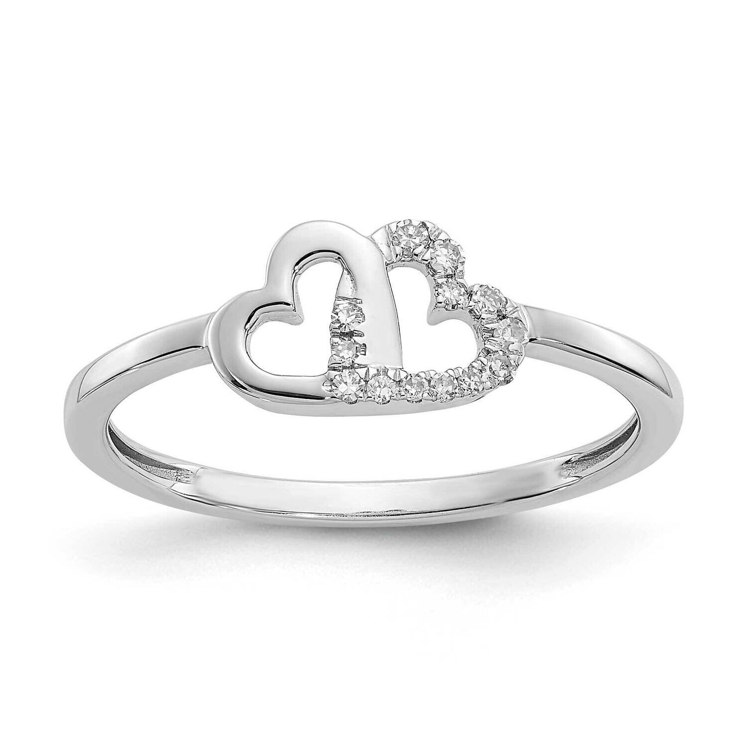 Double Heart Ring 14k White Gold Diamond RM5711-007-WA