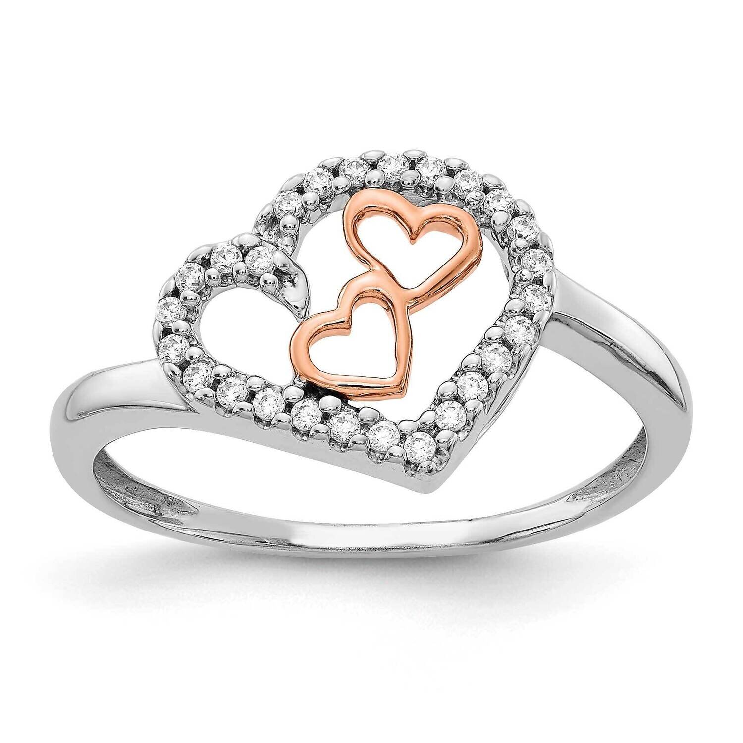 Rose Gold Diamond Heart Ring 14k White Gold RM5718-013-WRA