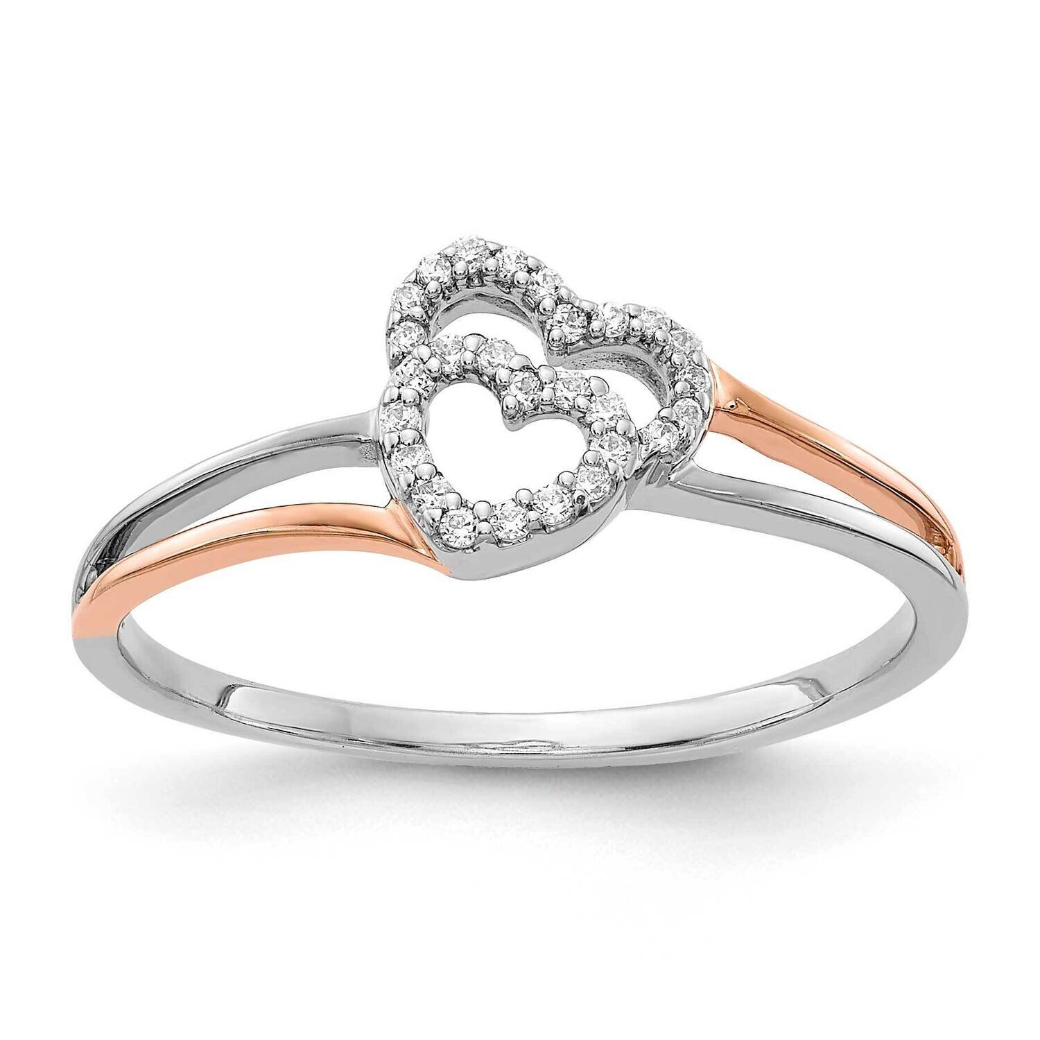Rose Gold Diamond Polished Double Heart Ring 14k White Gold RM5724-010-WRA, MPN: RM5724-010-WRA, 88…