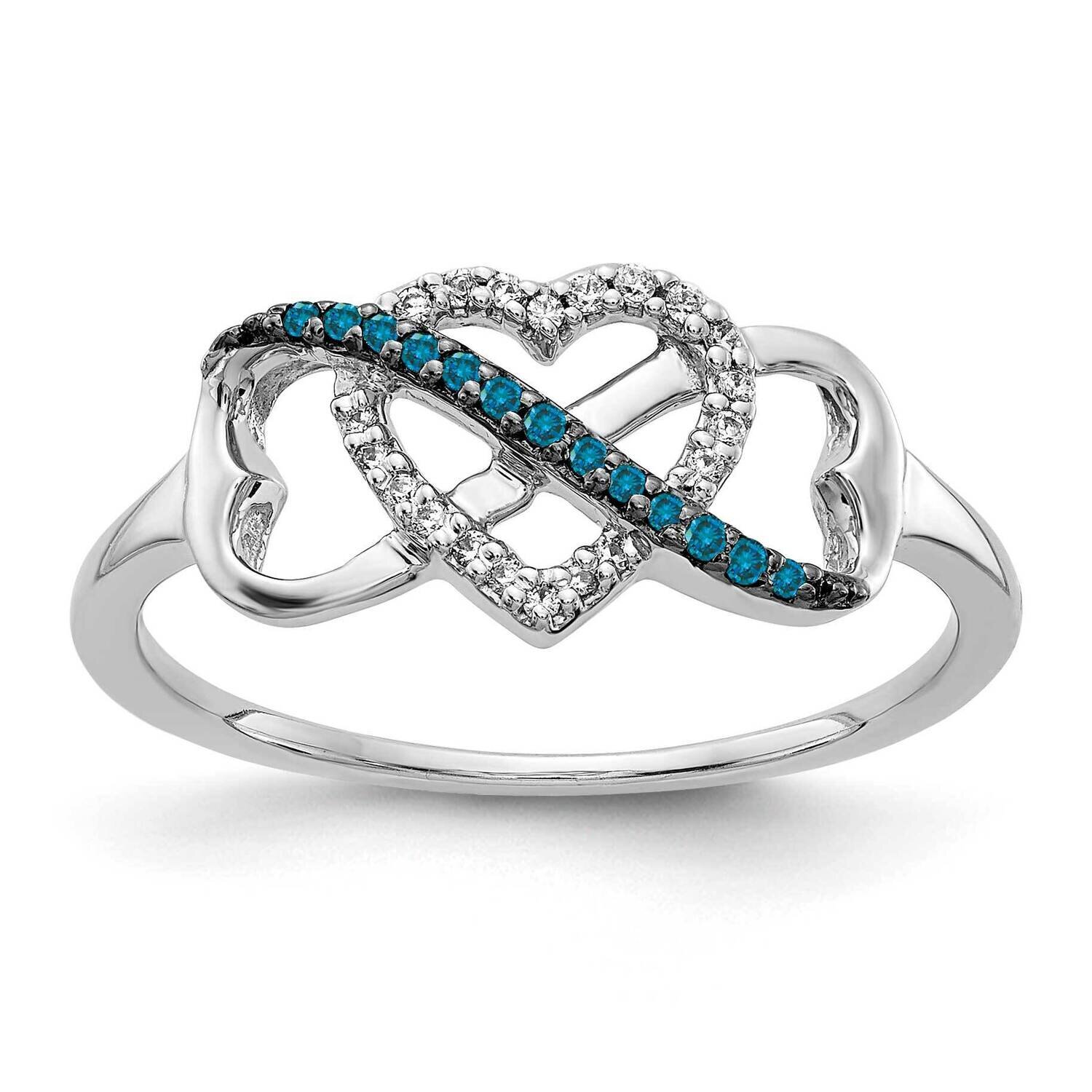 Blue and White Diamond Triple Heart Ring 14k White Gold RM5726-BD-010-WA