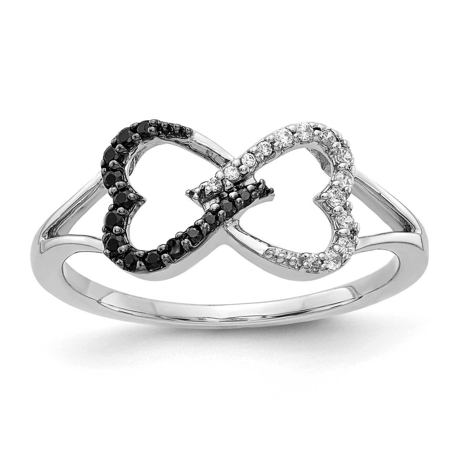 Black and White Diamond Infinity Heart Ring 14k White Gold RM5728-BK-016-WA