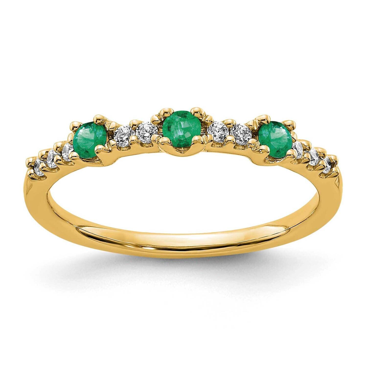 Yellow Diamond and Emerald 3-Stone Ring 14k Gold RM5739-EM-010-YA