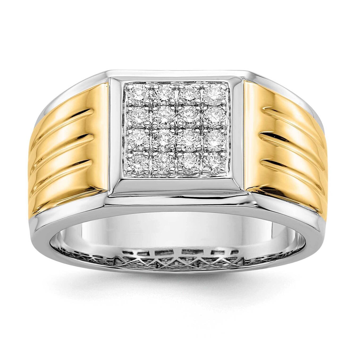 14K Yellow &amp; White Gold Si1/Si2, G H I, Square Men&#39;s Rin Lab Grown Diamond RM5843-040-10WYLG, MPN: …