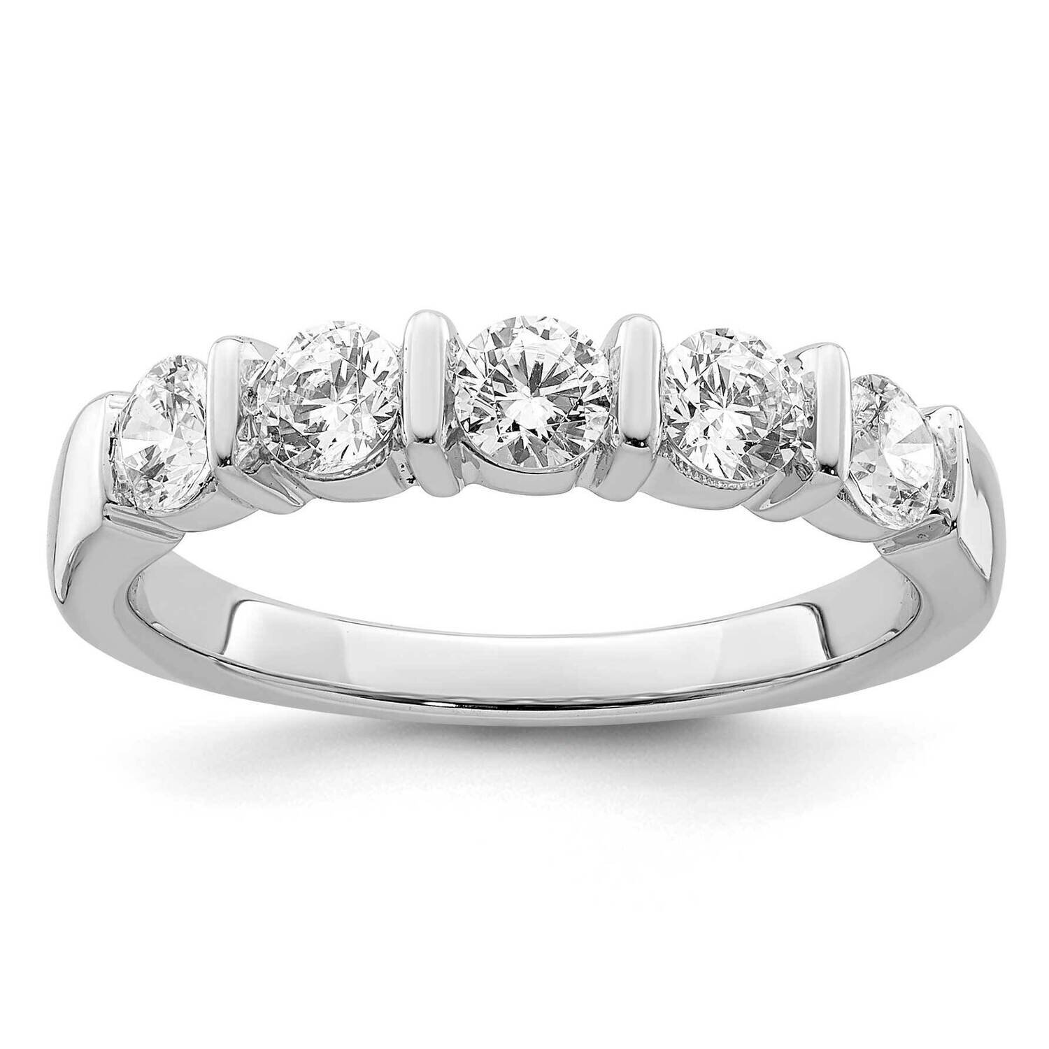 5-Stone Lab Grown Diamond Si1/Si2, G H I, Channel Band 14k White Gold RM5956-100-WLG, MPN: RM5956-1…