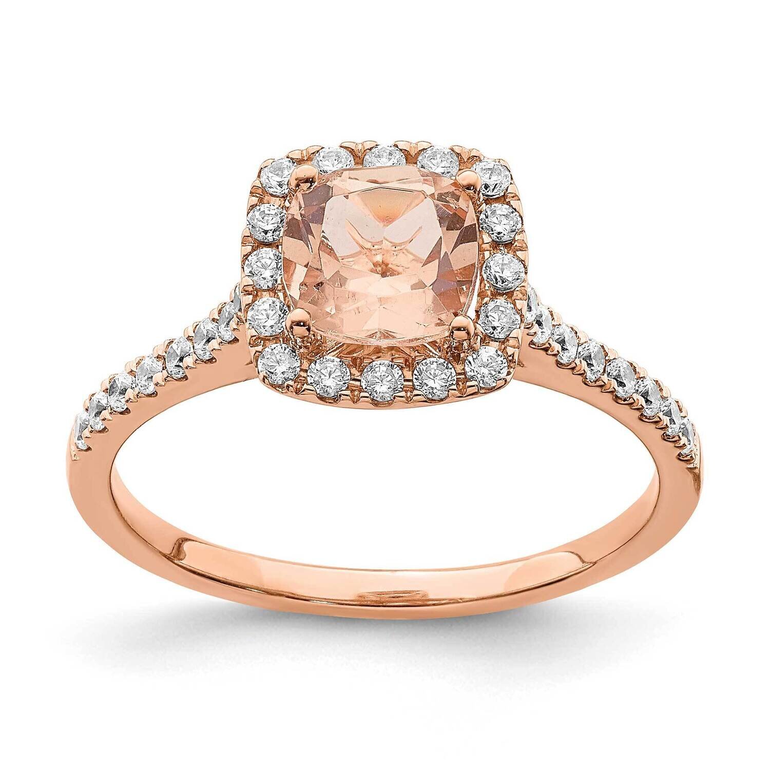 Morganite Diamond Halo Engagement Ring 14k Rose Gold RM6357E-MG-029-RAA