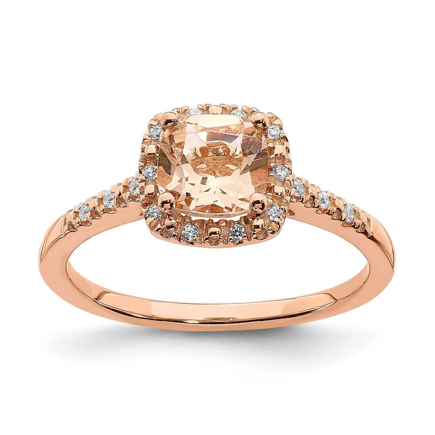 Morganite Diamond Halo Engagement Ring 14k Rose Gold RM6360E-MG-007-RAA
