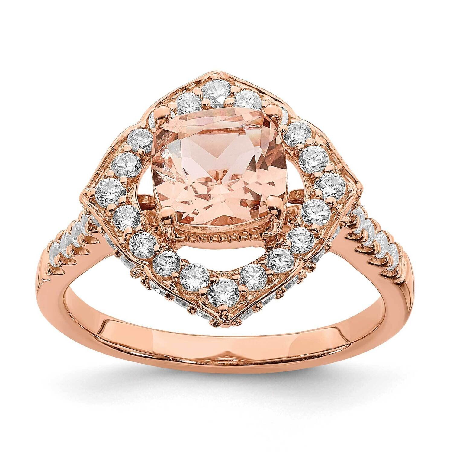 Morganite Diamond Halo Engagement Ring 14k Rose Gold RM6361E-MG-073-RAA, MPN: RM6361E-MG-073-RAA,