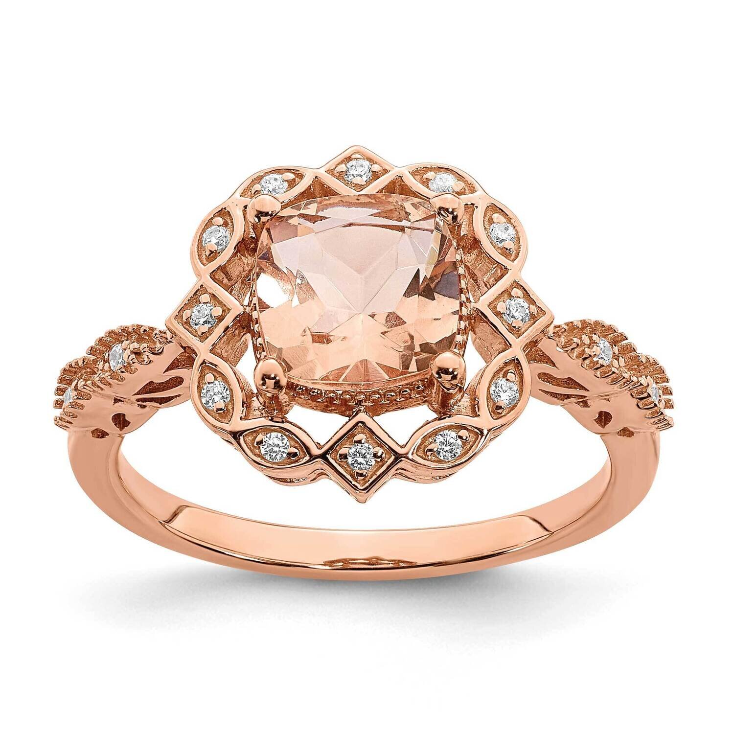 Morganite Diamond Halo Engagement Ring 14k Rose Gold RM6364E-MG-008-RAA