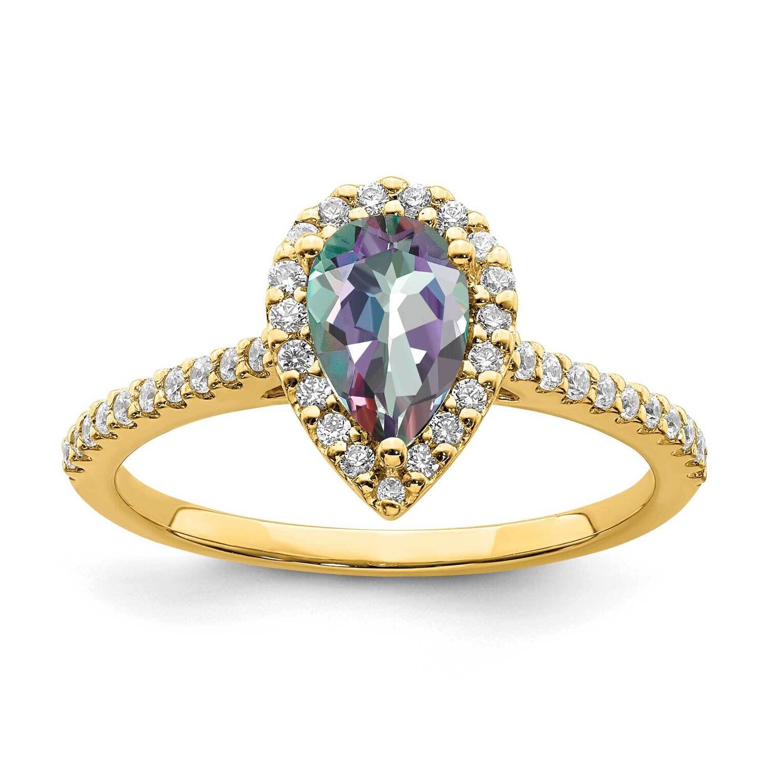 Mystic Fire Diamond Halo Engagement Ring 14k Gold RM6367E-FT-024-YAA