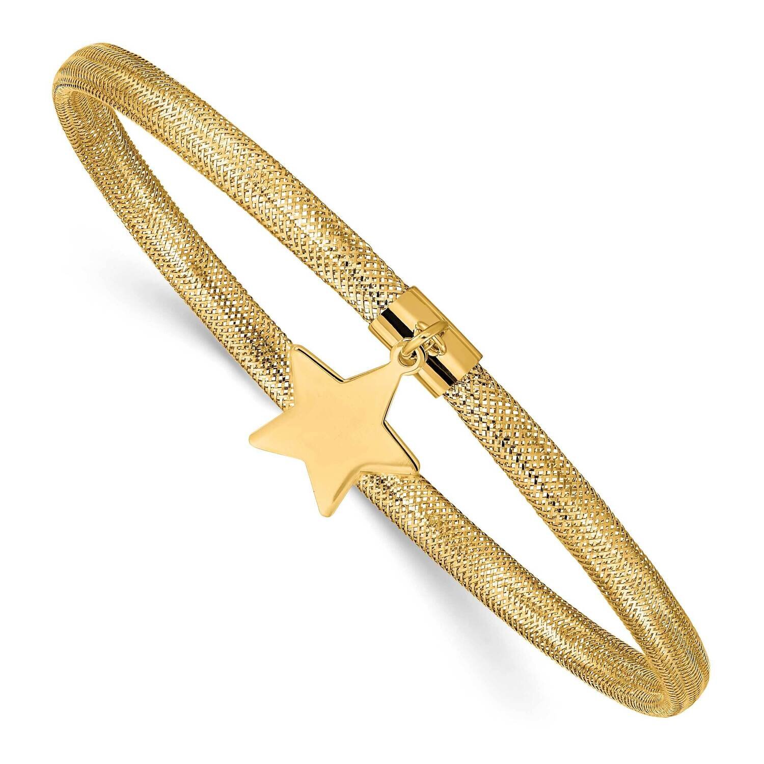 Mesh Star Dangle Stretch Bracelet 14k Gold SF2747