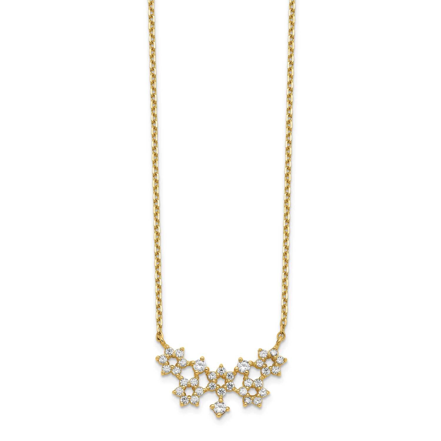 Cz Cluster with 2 Inch Extension Necklace 14k Gold SF2790-18