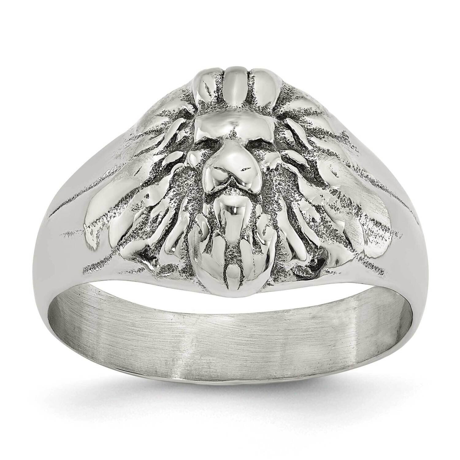 Polished Lion Head Ring Stainless Steel Antiqued SR637-10