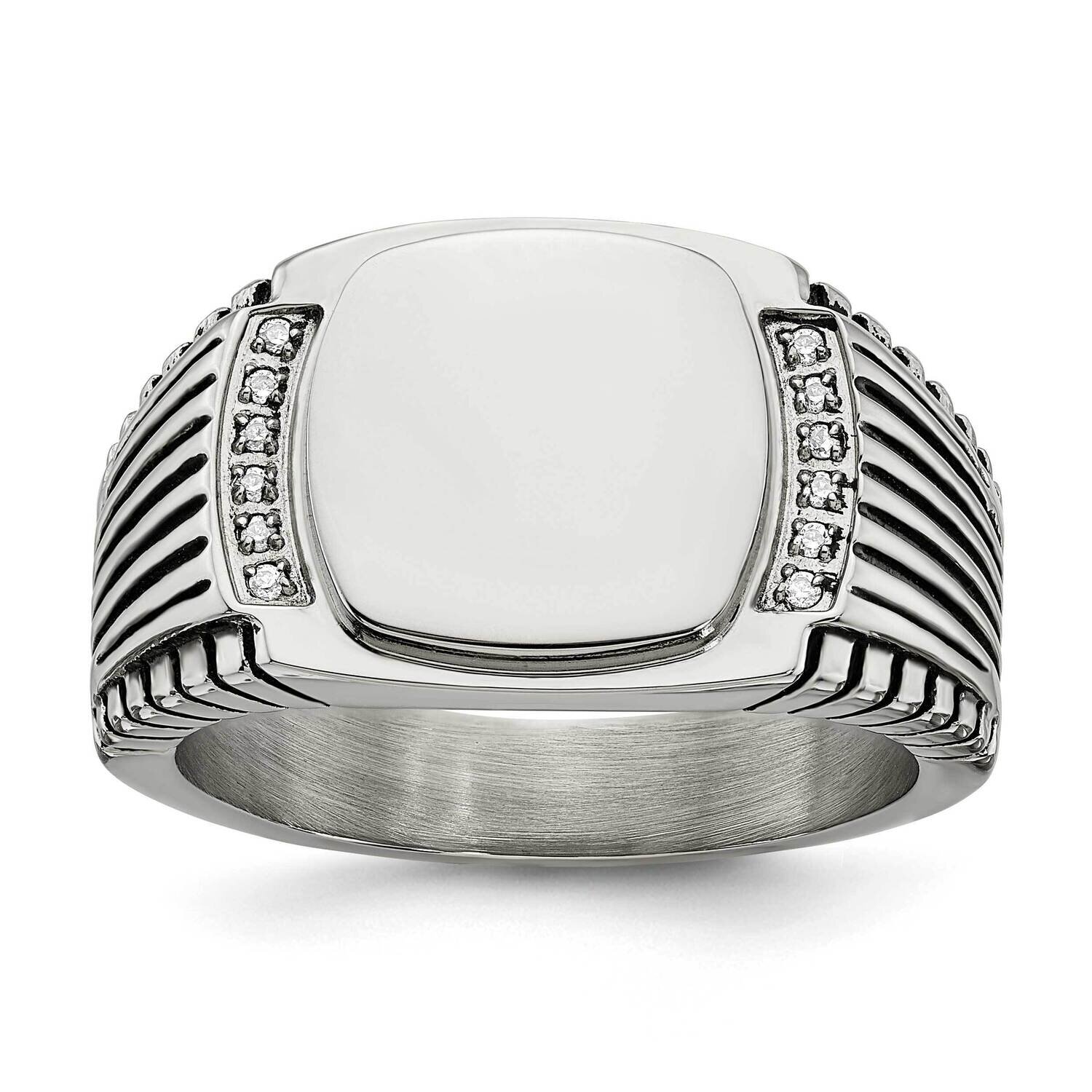 Cz Signet Ring Stainless Steel Polished SR649-10, MPN: SR649, 191101874277