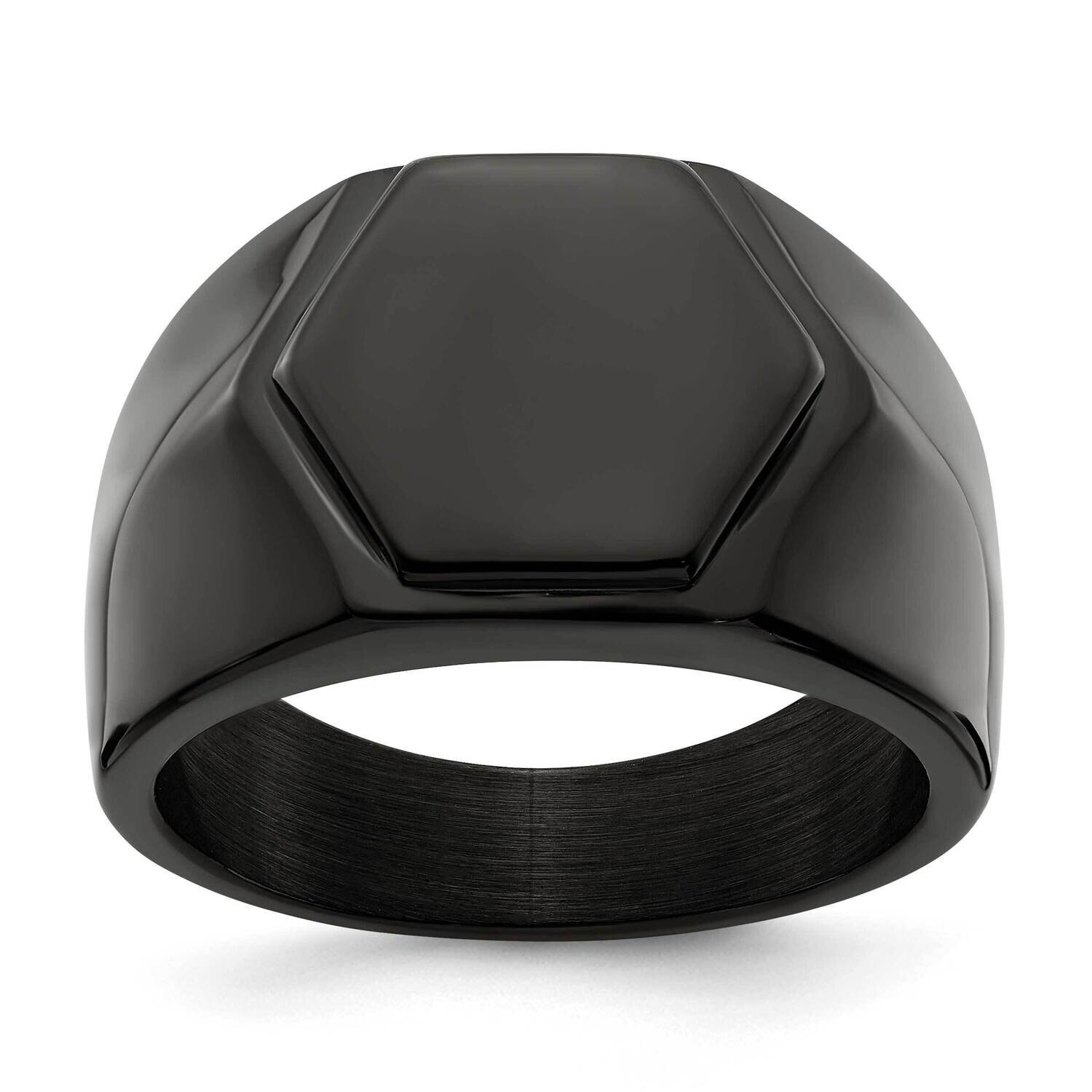 Black Ip-Plated Signet Ring Stainless Steel Polished SR651-10, MPN: SR651, 191101874345