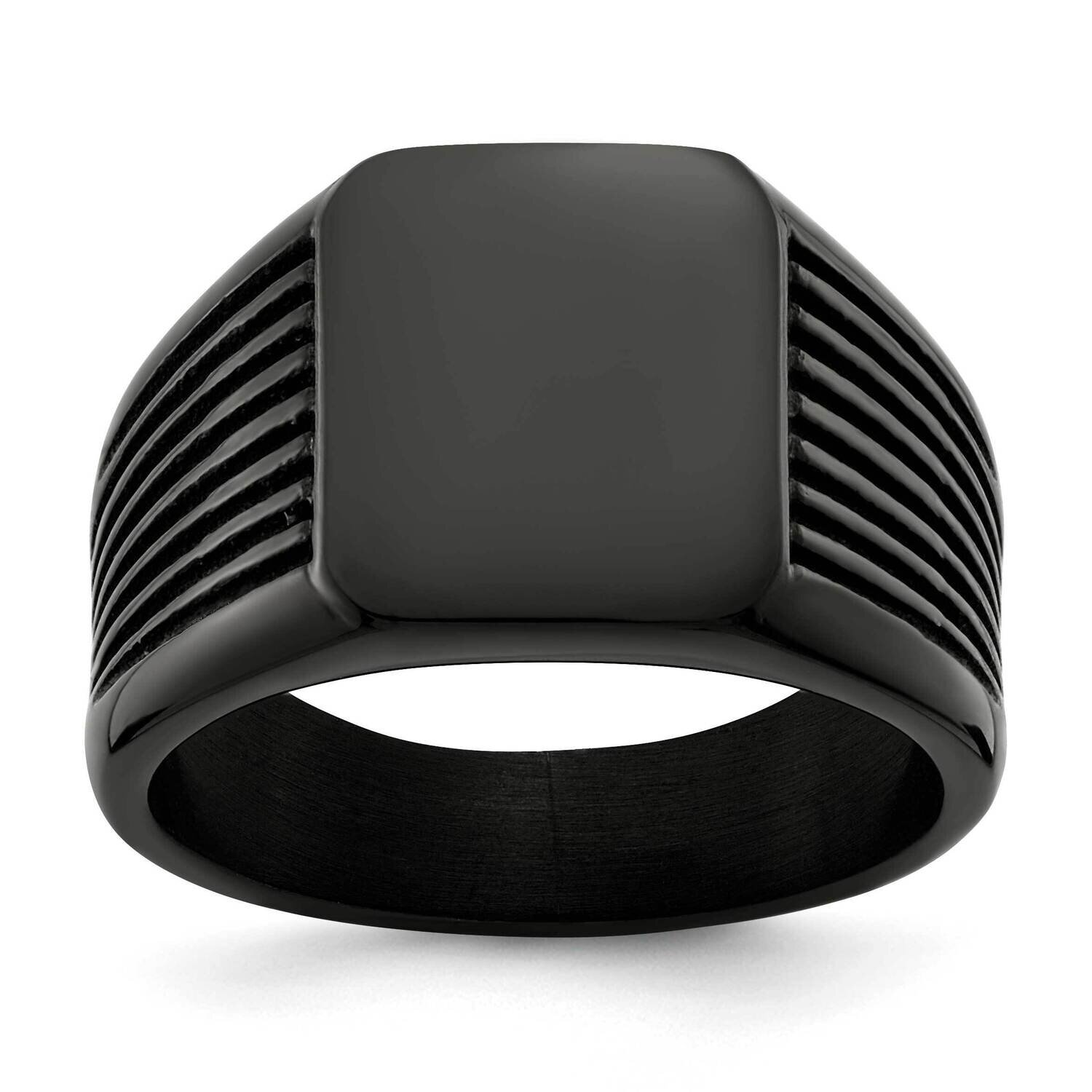 Black Ip-Plated Signet Ring Stainless Steel Polished SR656-10, MPN: SR656, 191101874536