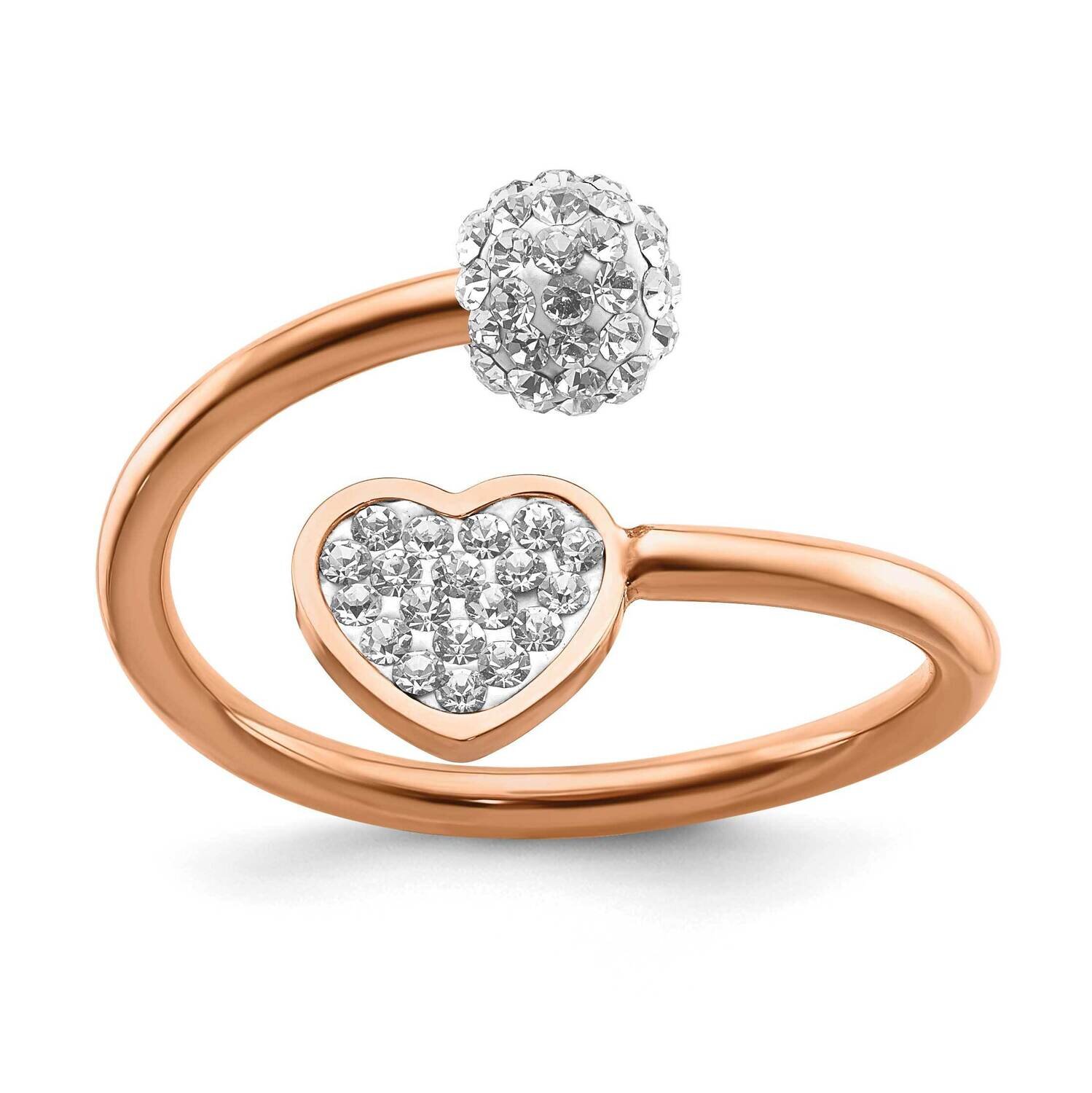 Rose Ip-Plated with Preciosa Crystal Heart Ring Stainless Steel Polished SR668-6