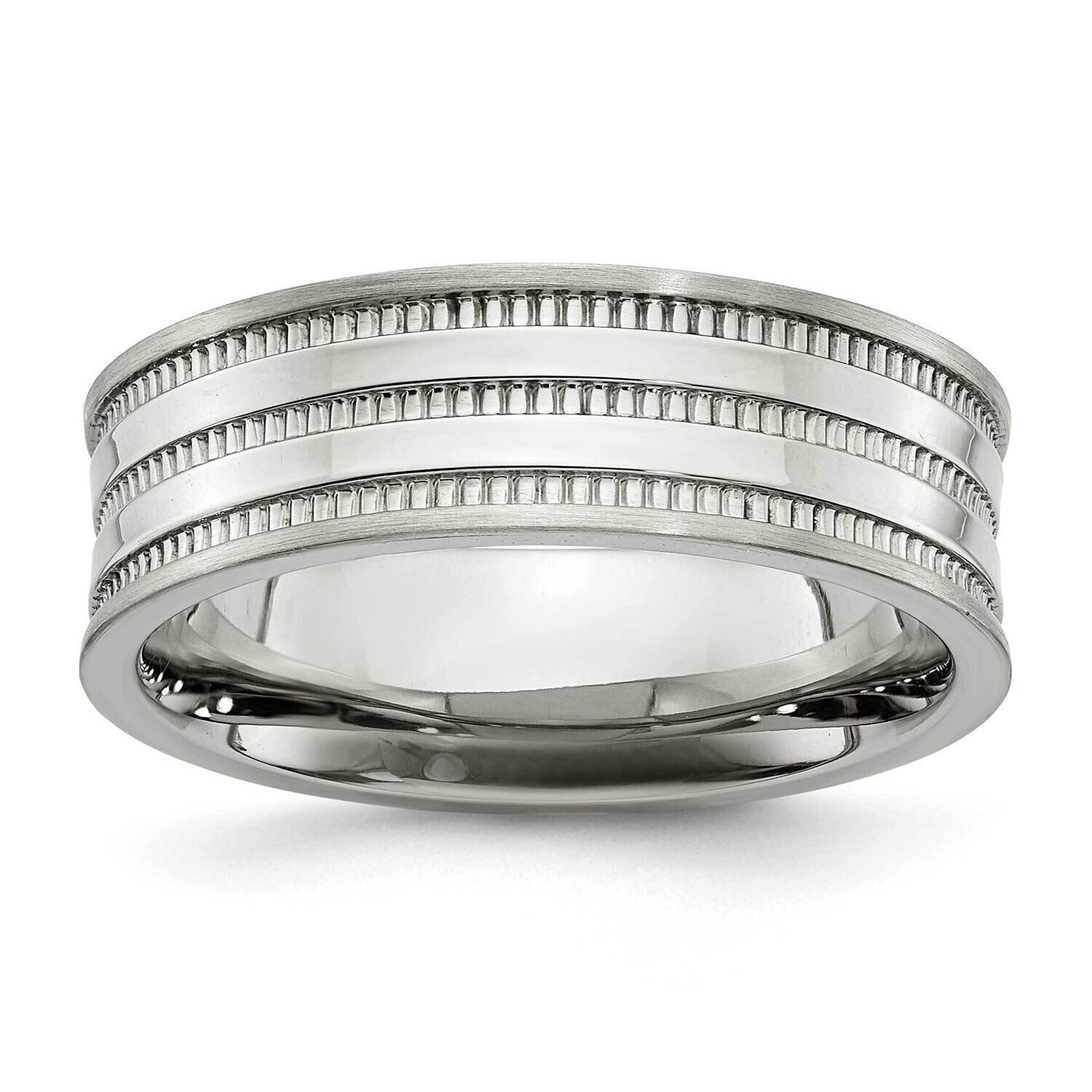 Beaded 7mm Band Stainless Steel Polished SR673-10