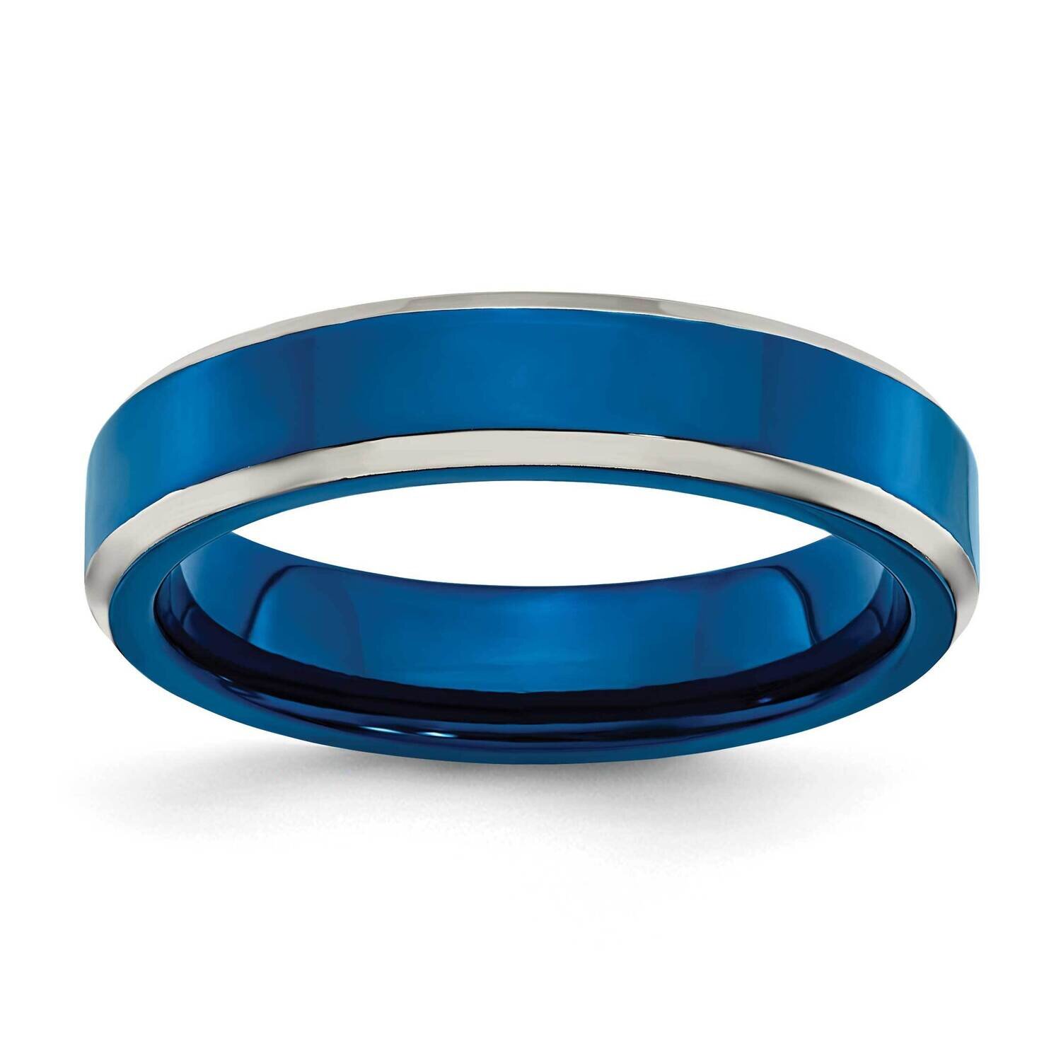 Blue Ip-Plated 5.00mm Band Stainless Steel Polished SR676-10, MPN: SR676, 191101876295