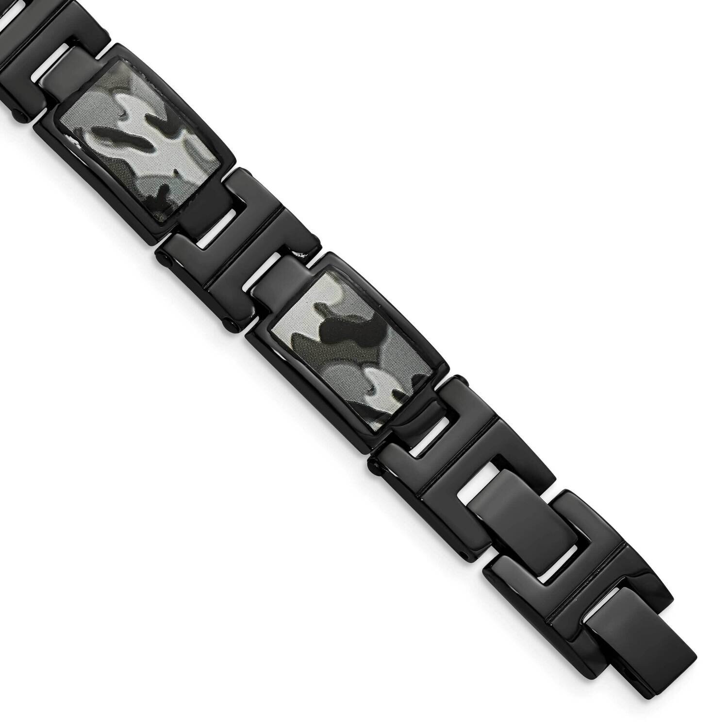 Black Ip-Plated Camoflage Bracelet Stainless Steel Polished SRB1598-8.5, MPN: SRB1598-8.5, 88677430…