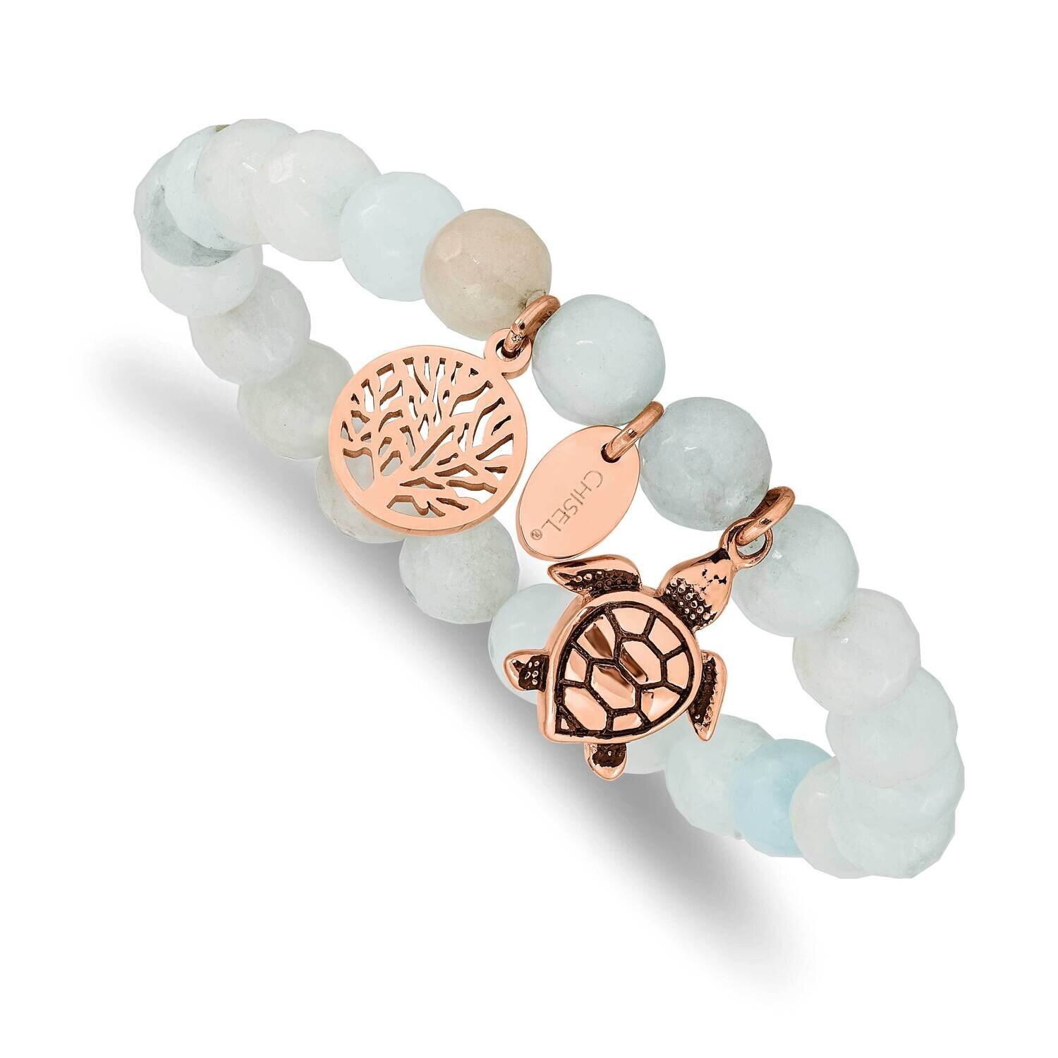 Polished Rose Ip Blue/Grey Dyed Jade Bracelet Stainless Steel Antiqued SRB2328, MPN: SRB2328, 19110…