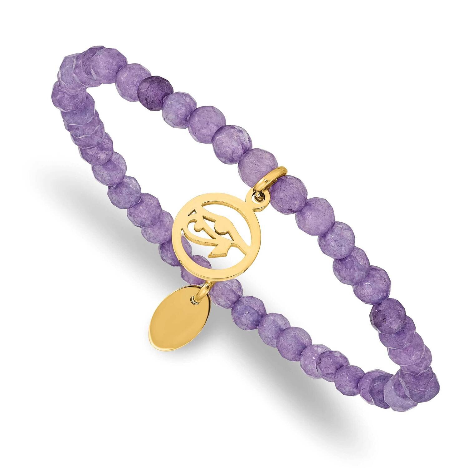 Yellow Ip Eye Of Horus Purple Jade Stretch Bracelet Stainless Steel Polished SRB2372, MPN: SRB2372,…
